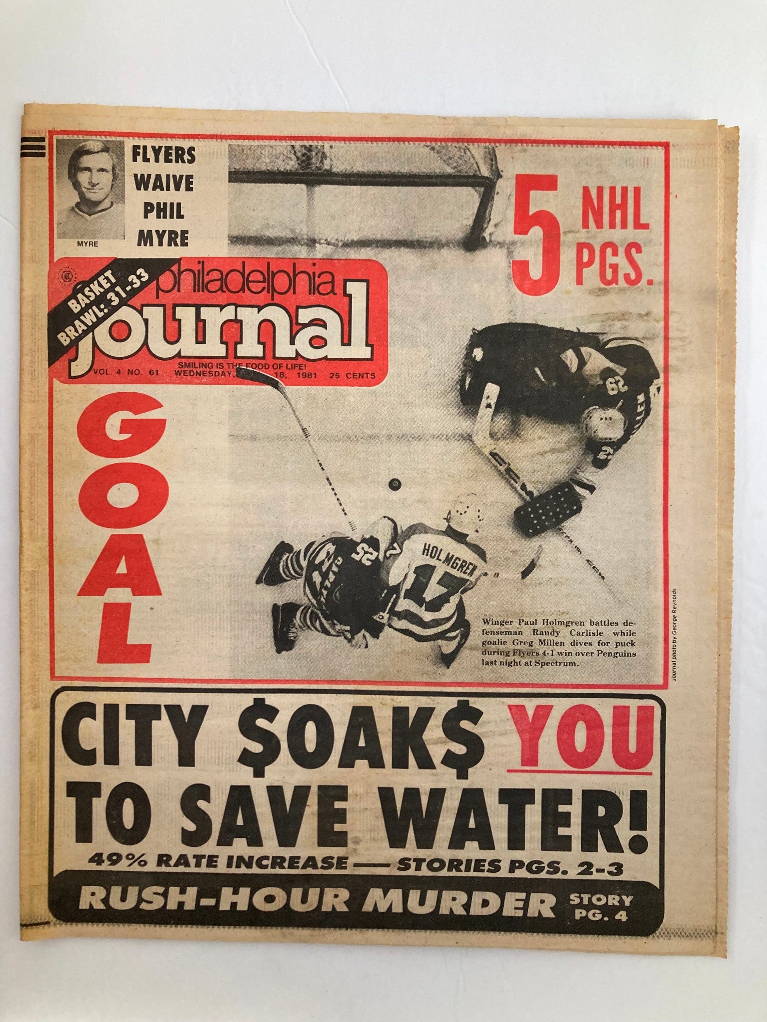 Philadelphia Journal Tabloid 1981 Vol 4 #61 NHL Flyers Paul Holmgren