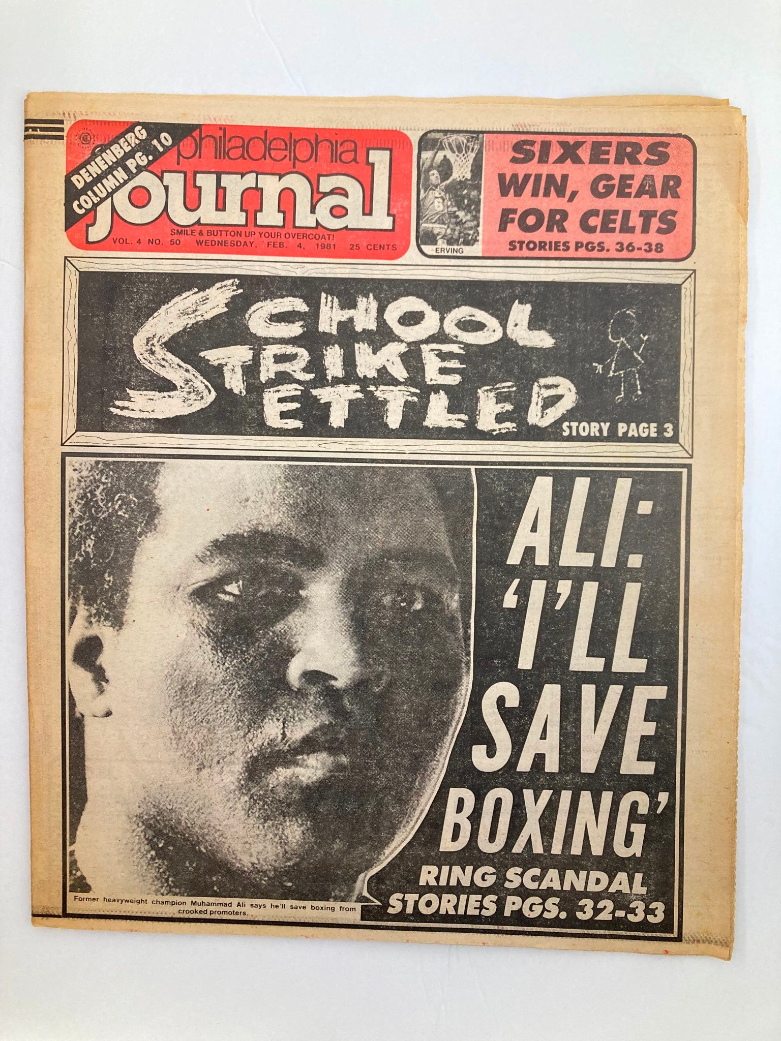 Philadelphia Journal Tabloid Febraury 4 1981 Vol 4 #50 Muhammad Ali Save Boxing