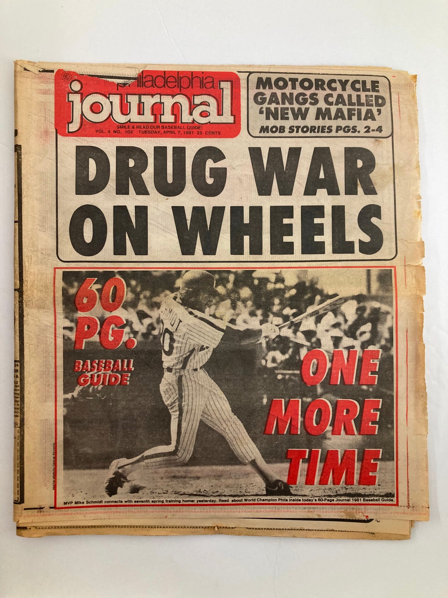 Philadelphia Journal Tabloid April 7 1981 Vol 4 #102 MLB Phils Mike Schmidt