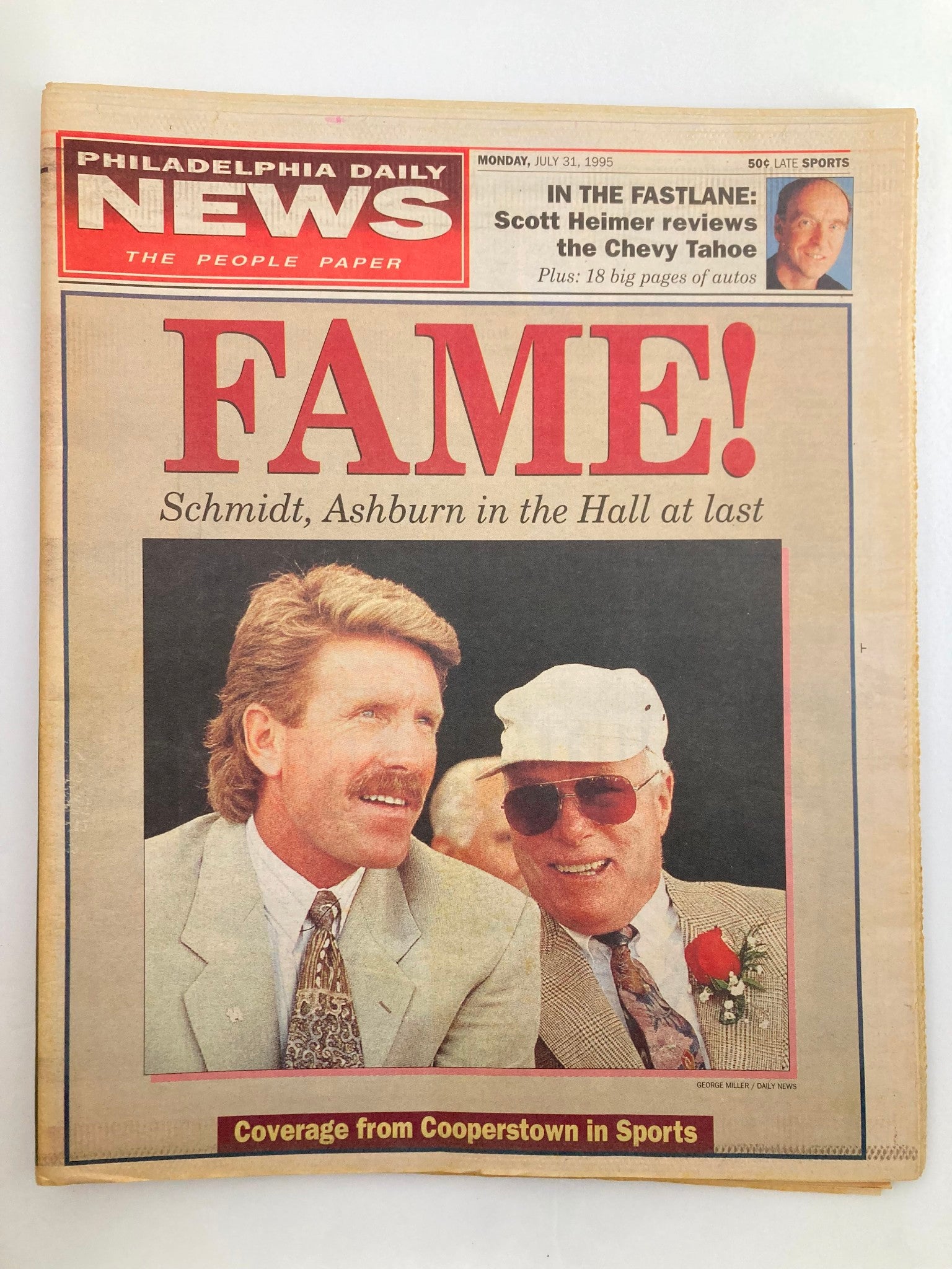 Philadelphia Daily News Tabloid July 31 1995 MLB Mike Schmidt & Richie Ashburn