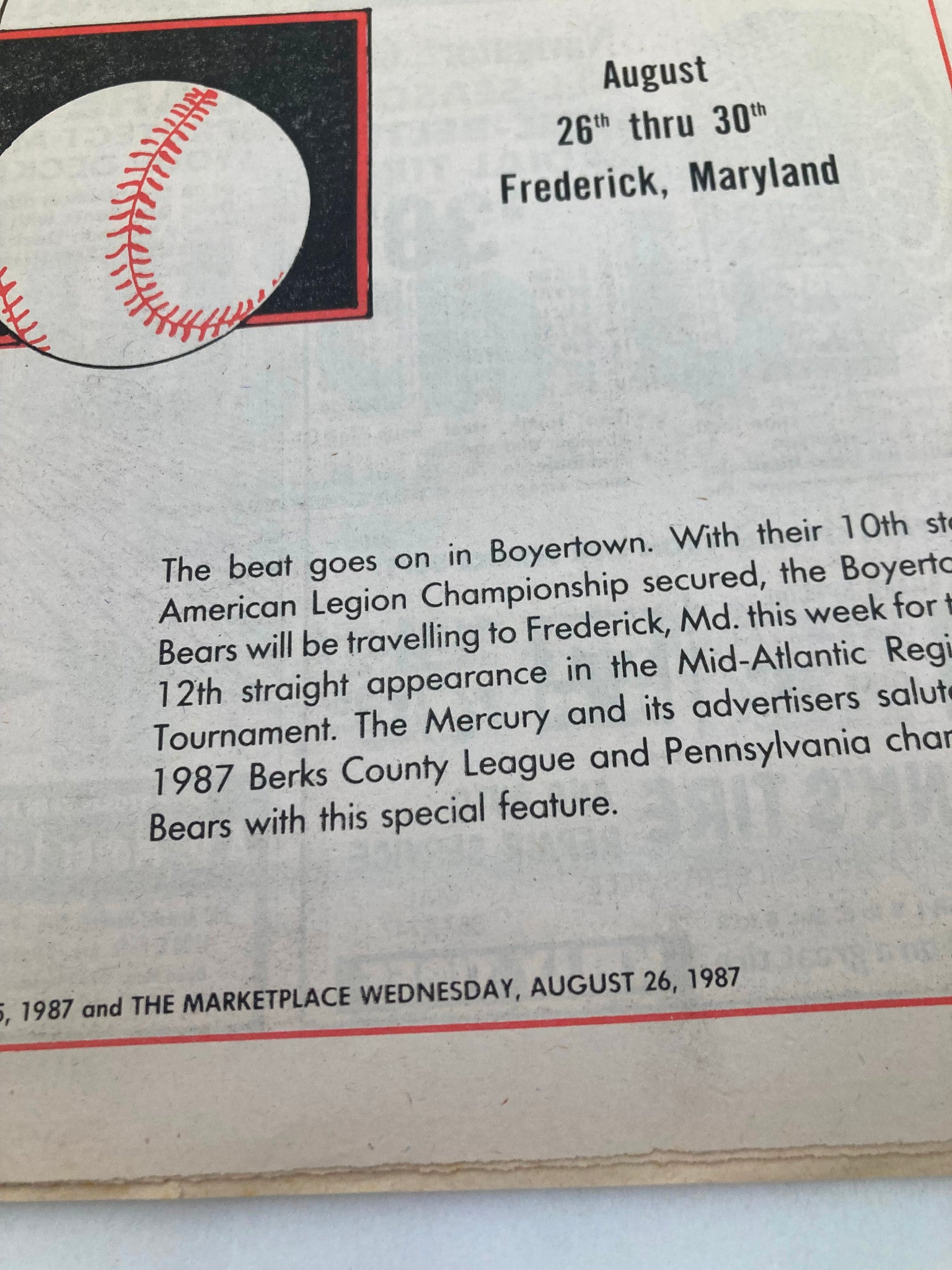 American Legion Mid-Atlantic Regional Baseball Play-Offs 1987