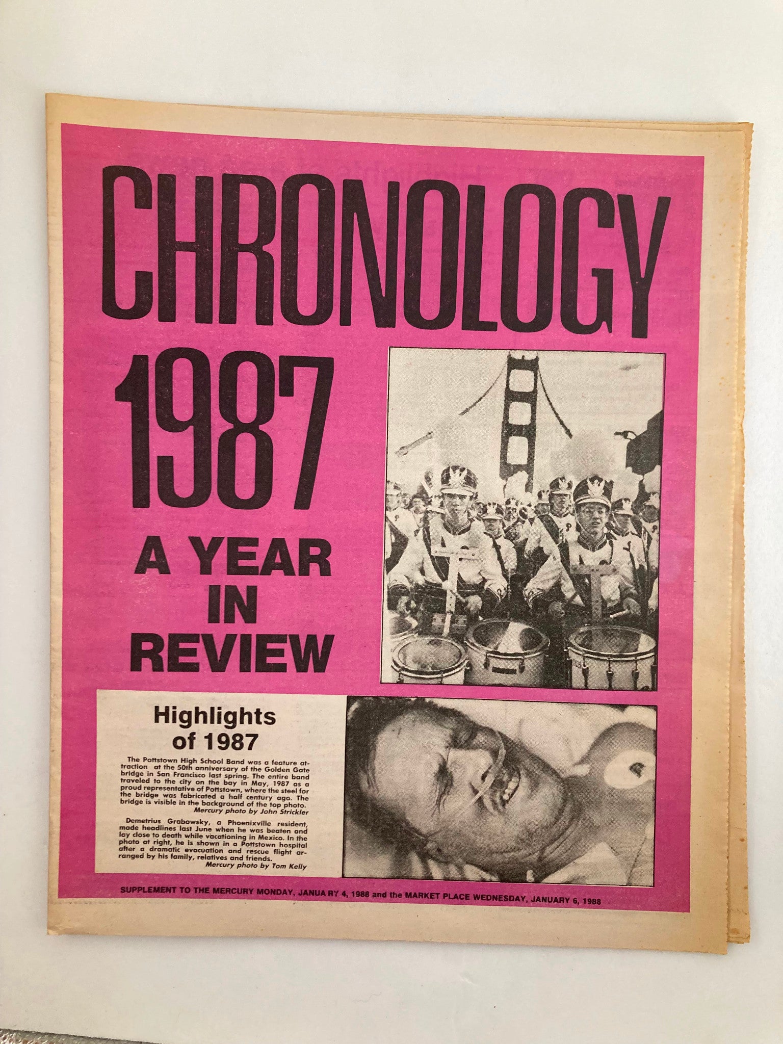 The Mercury Supplementary Tabloid January 4 1988 Chronology '87 A Year in Review