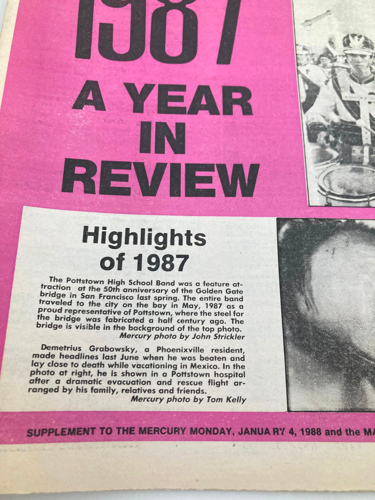 The Mercury Supplementary Tabloid January 4 1988 Chronology '87 A Year in Review