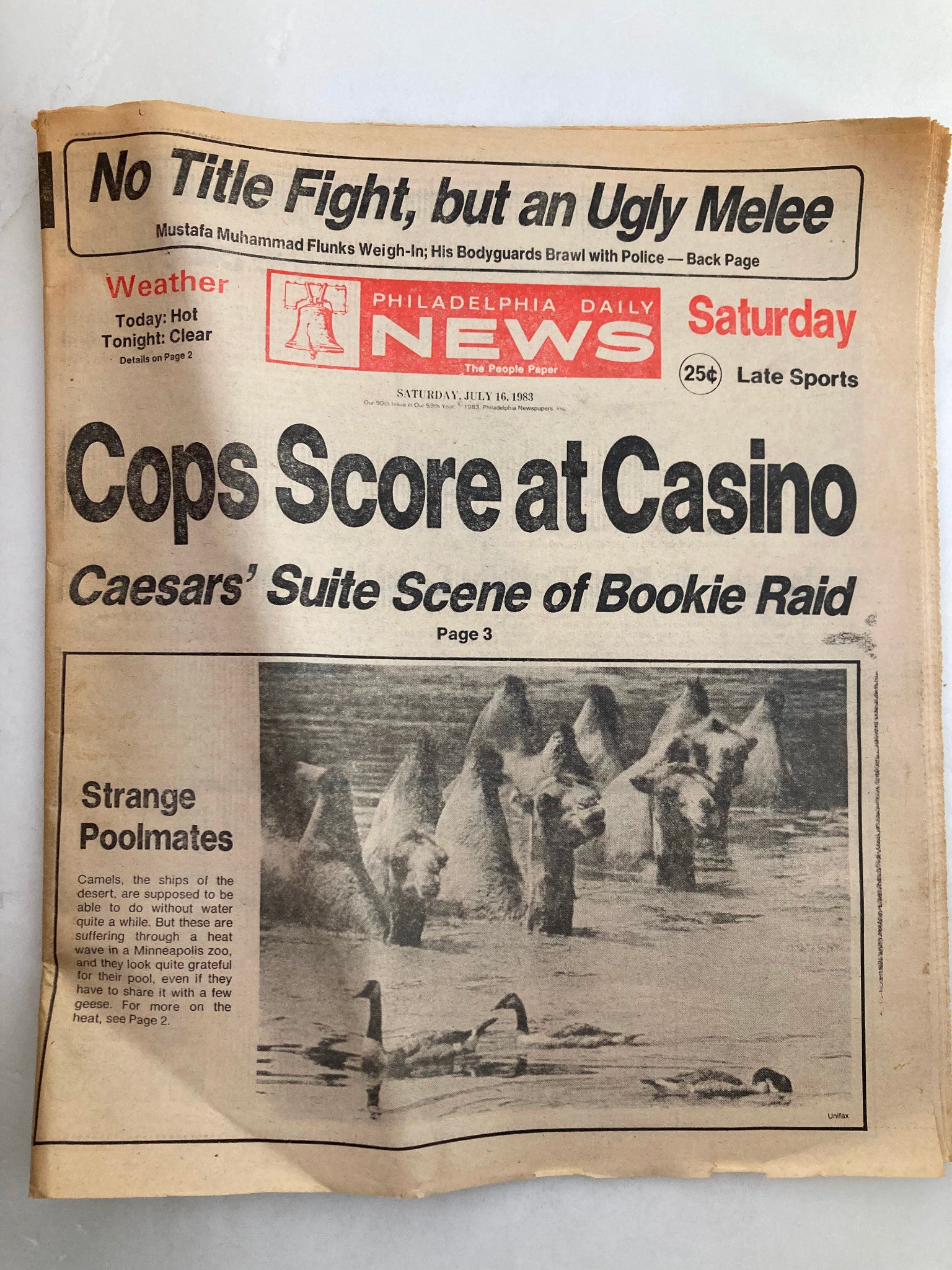 Philadelphia Daily News Tabloid July 16 1983 Caesars' Suite Scene of Bookie Raid