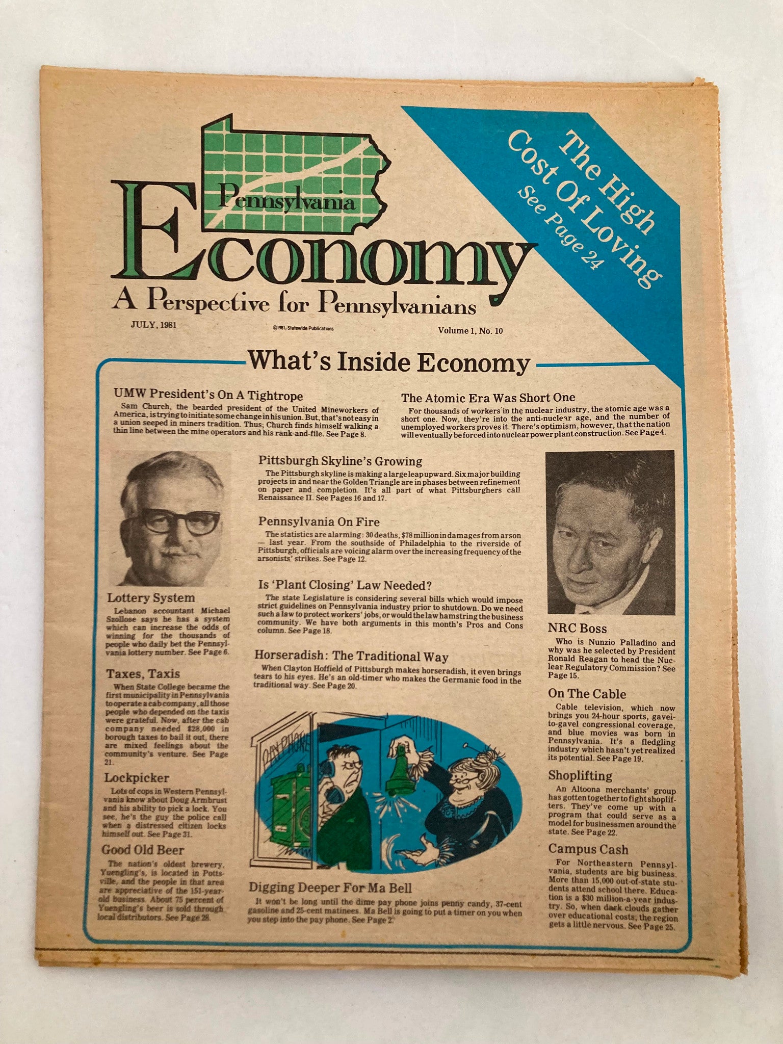 Pennsylvania Economy Tabloid July 1981 Vol 1 #10 UMW President's On A Tightrope