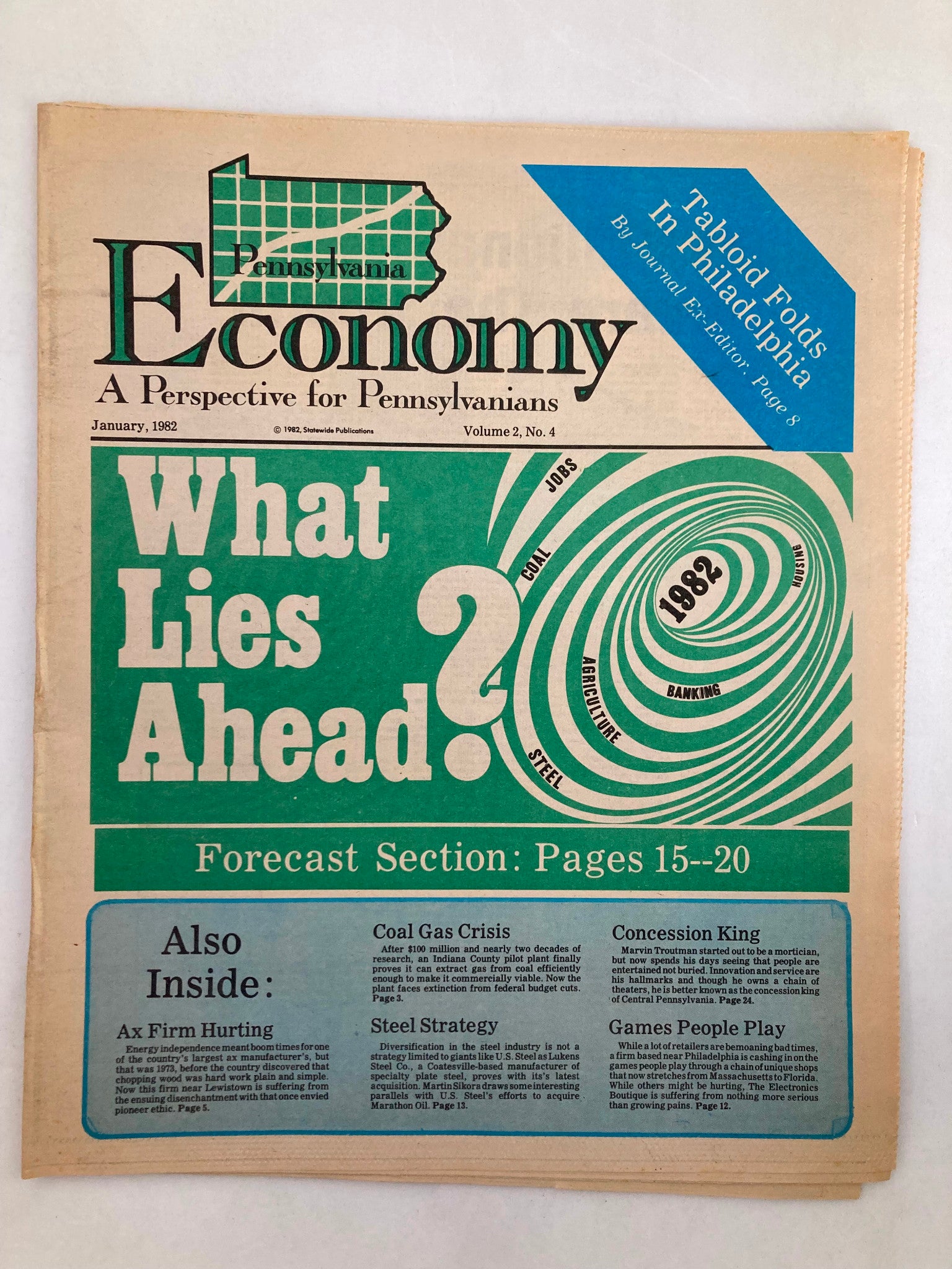 Pennsylvania Economy Tabloid January 1982 Vol 2 #4 Tabloid Folds in Philadelphia