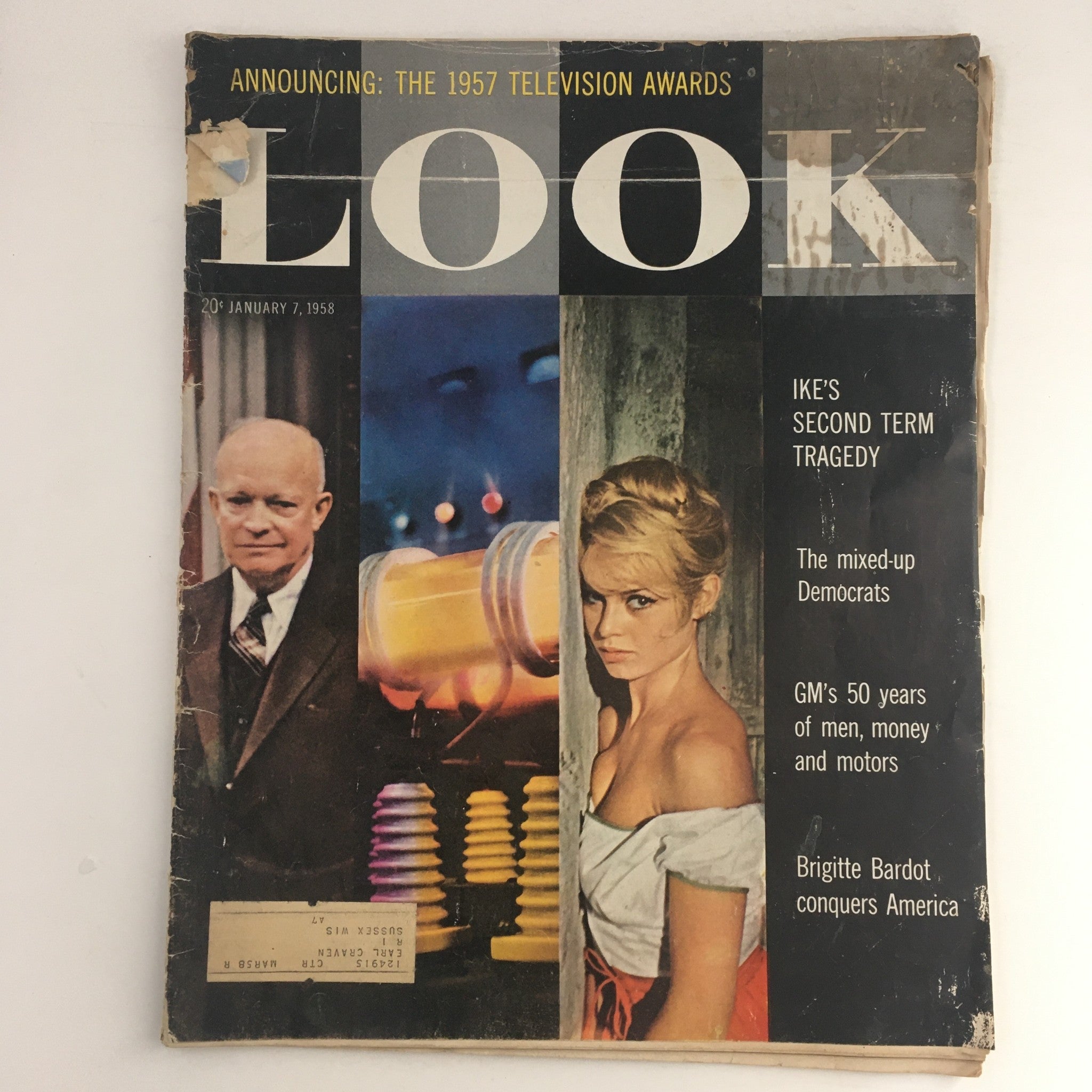 Look Magazine January 7, 1958 President Dwight D. Eisenhower & Brigitte Bardot