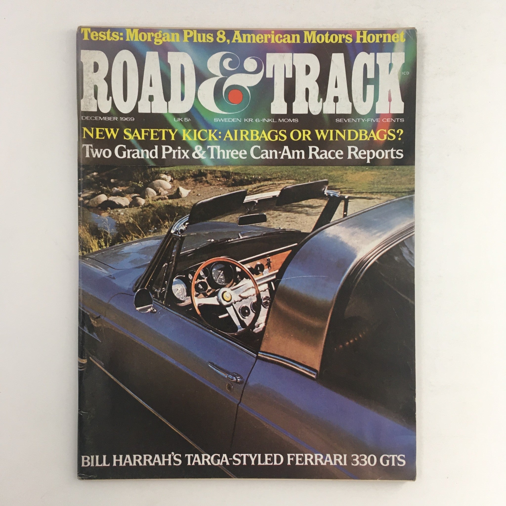 Road & Track Magazine December 1969 Targa-Styled Ferrari 330 GTS, No Label VG