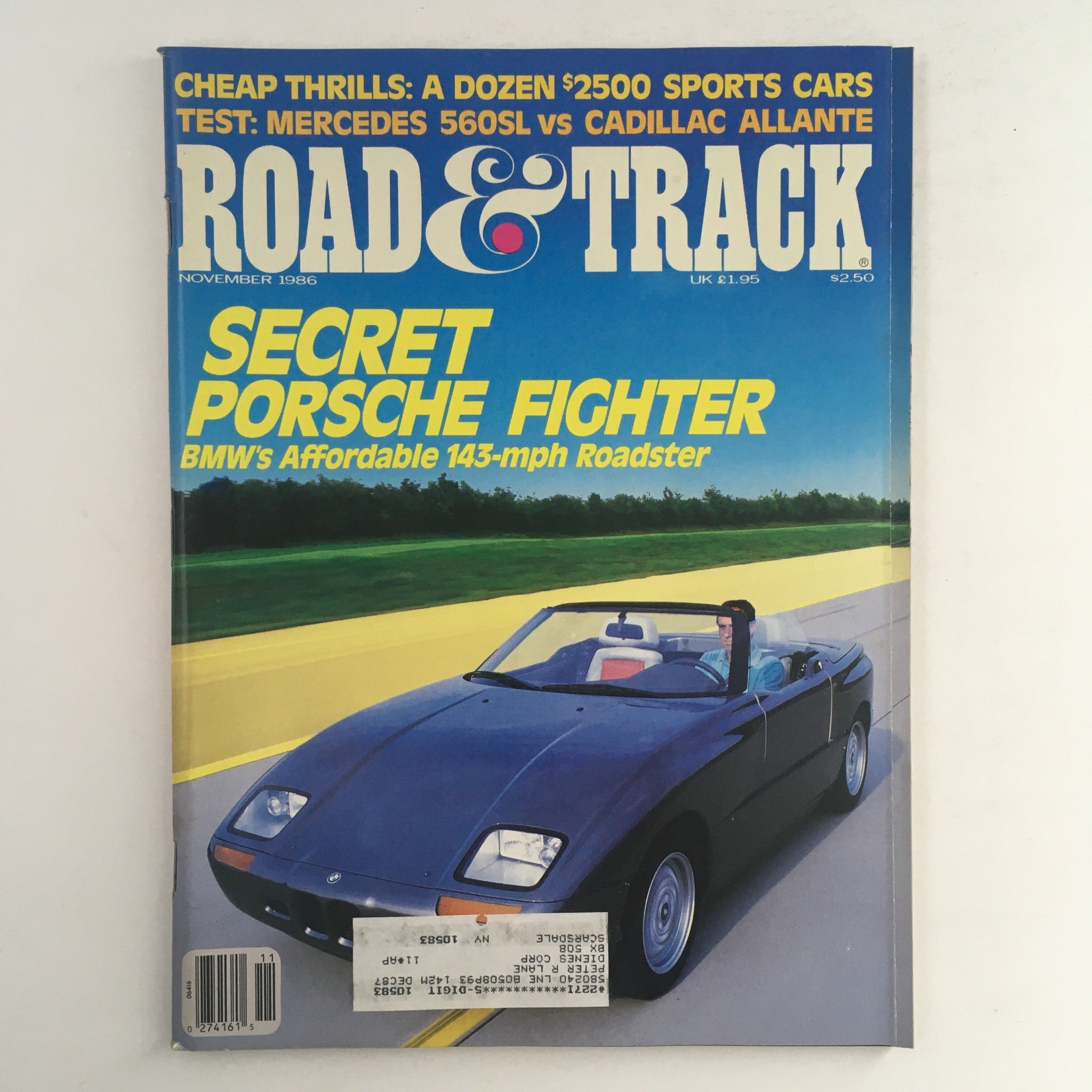 Road & Track Magazine November 1986 Mercedes 560SL vs Cadillac Allante VG