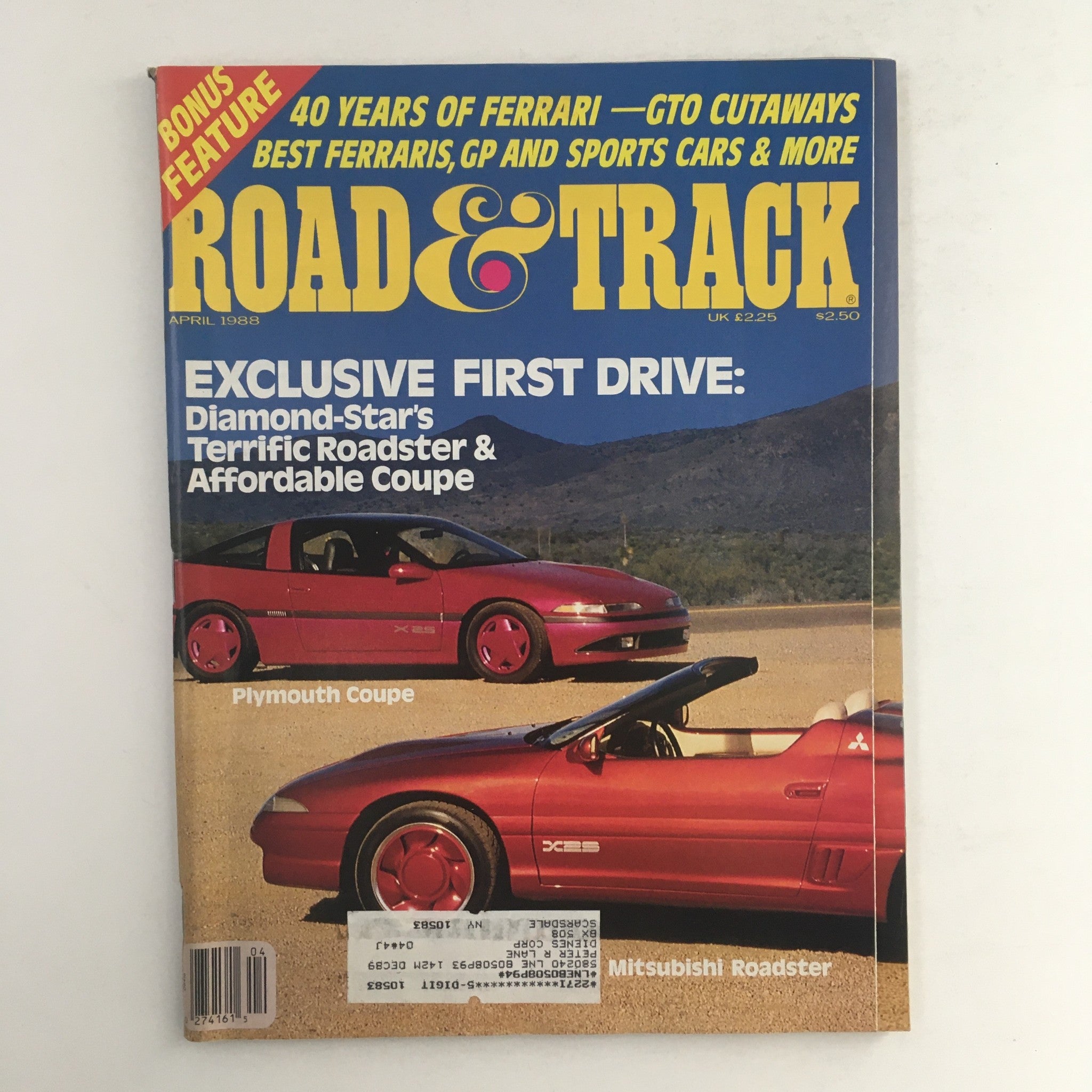 Road & Track Magazine April 1988 Plymouth Coupe & Mitsubishi Roadster, VG