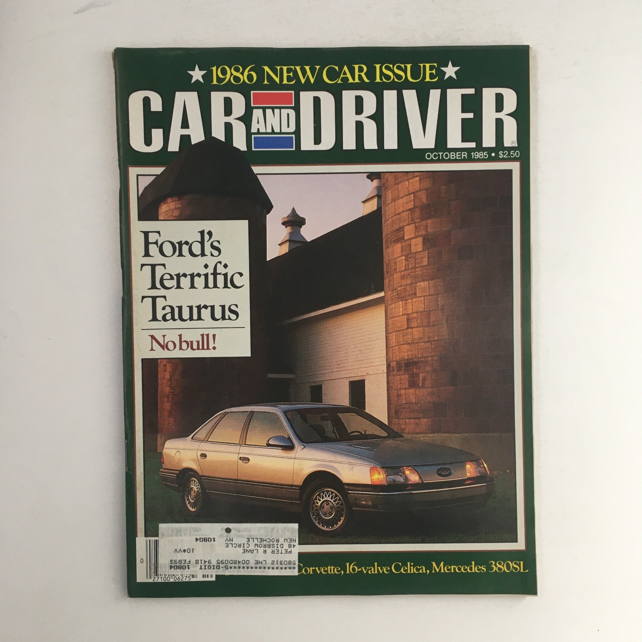 Car & Driver Magazine October 1985 Ford Terrific Taurus & Mercedes 380SL, VG