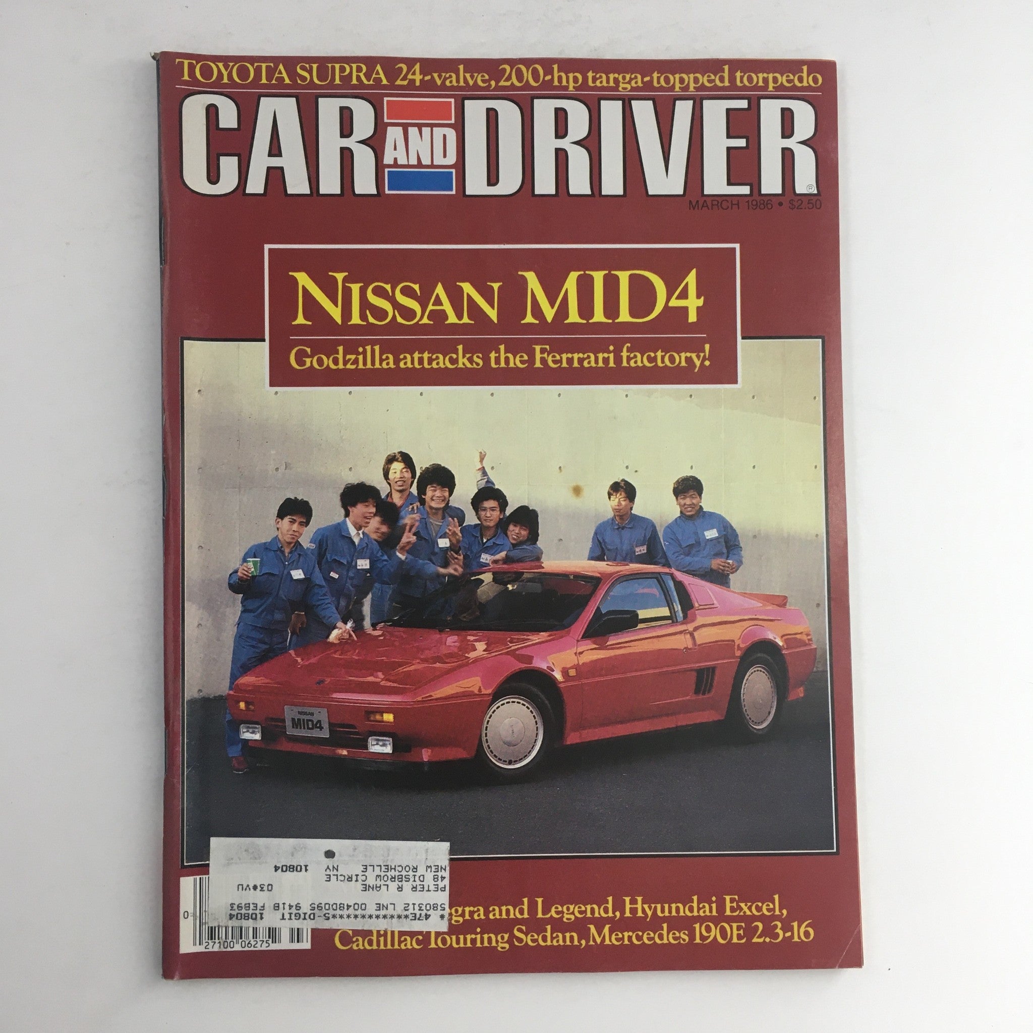 Car & Driver Magazine March 1986 Nissan Mid4 & Toyota Supra & Hyundai Excel, VG