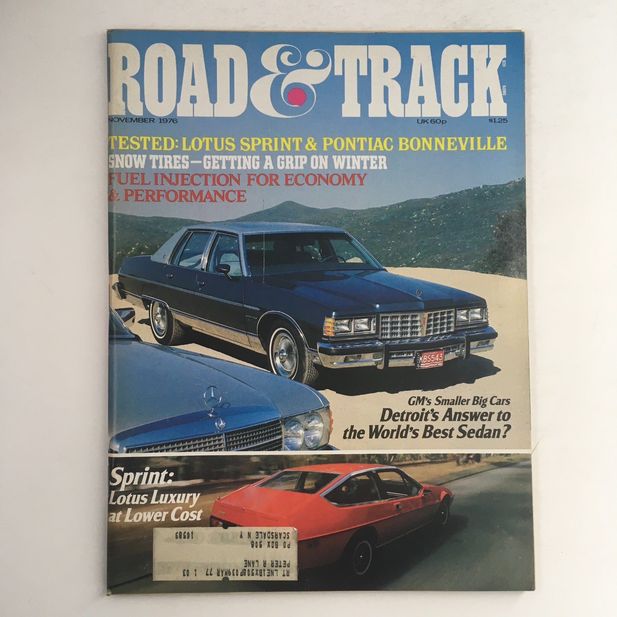 Road & Track Magazine November 1976 Lotus Sprint & Pontiac Bonneville, VG