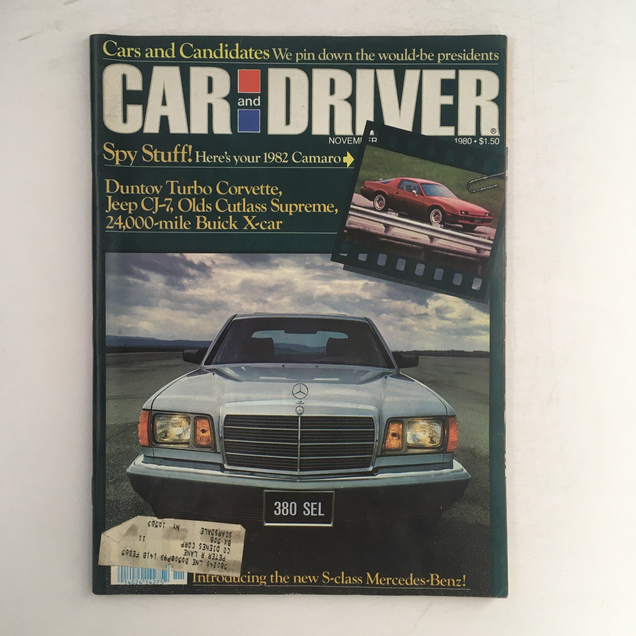 Car & Driver Magazine November 1980 S-Class Mercedes-Benz & Duntov Corvette, VG