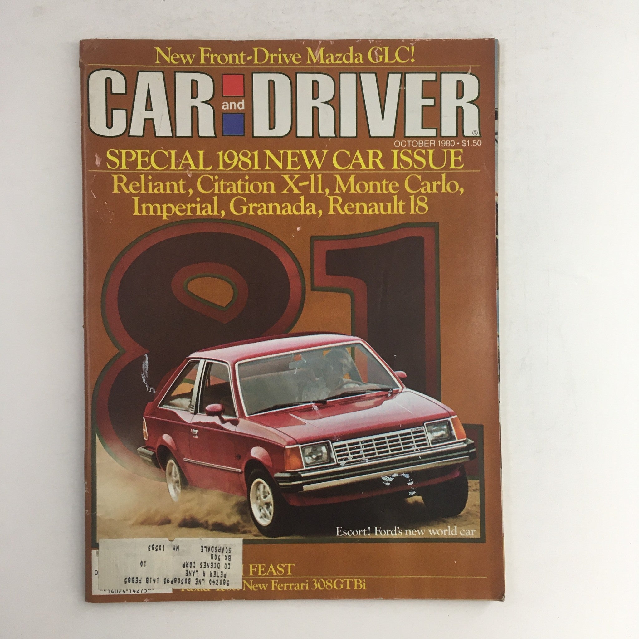 Car & Driver Magazine October 1980 Ford Escort & Citation X-11 & Renault 18, VG