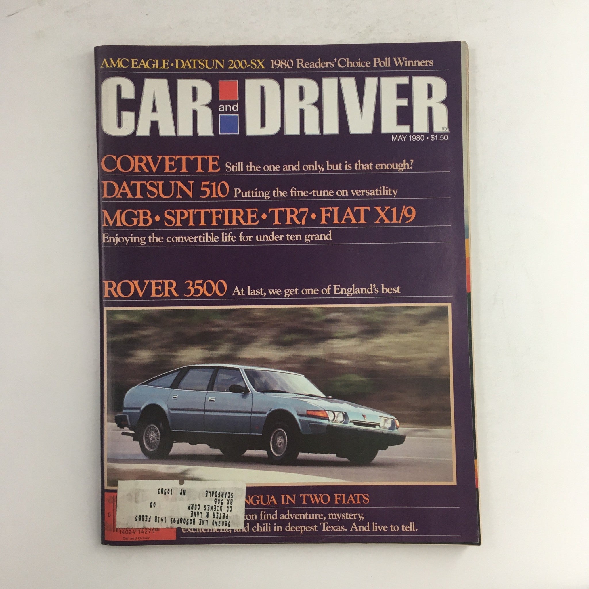 Car & Driver Magazine May 1980 Rover 3500, Corvette & MGB Spitfire TR7, VG