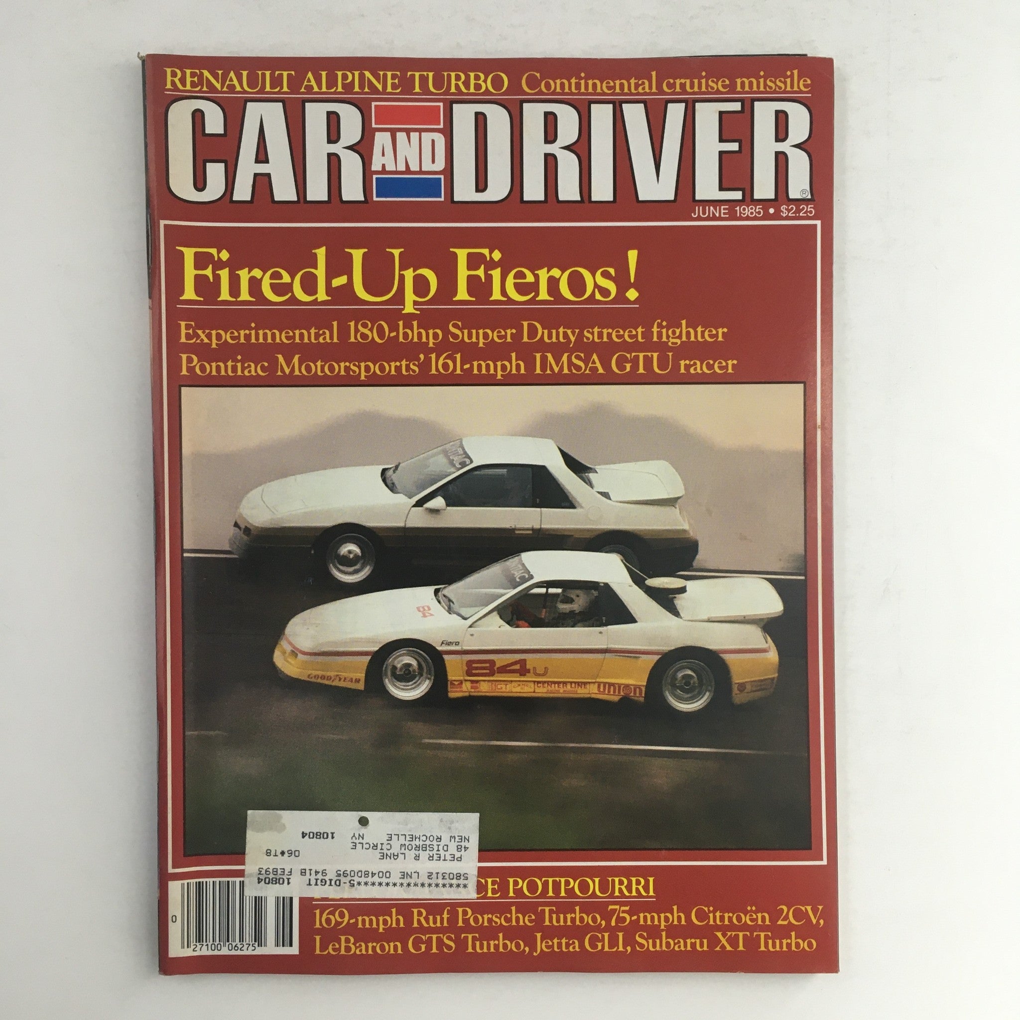 Car & Driver Magazine June 1985 Pontiac Motorsports IMSA GTU Racer Fieros, VG