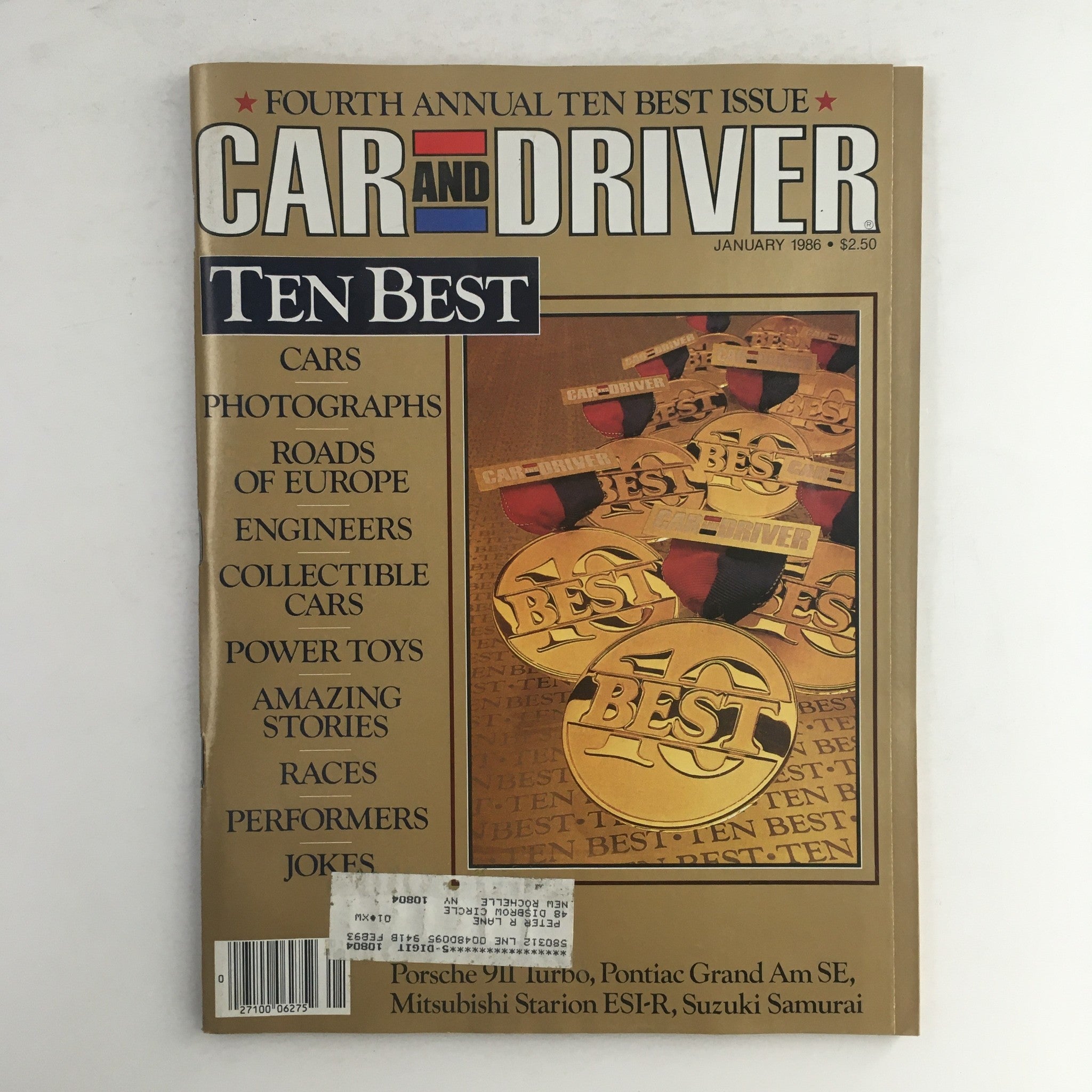 Car & Driver Magazine January 1986 Porsche 911 Turbo & Pontiac Grand Am SE, VG