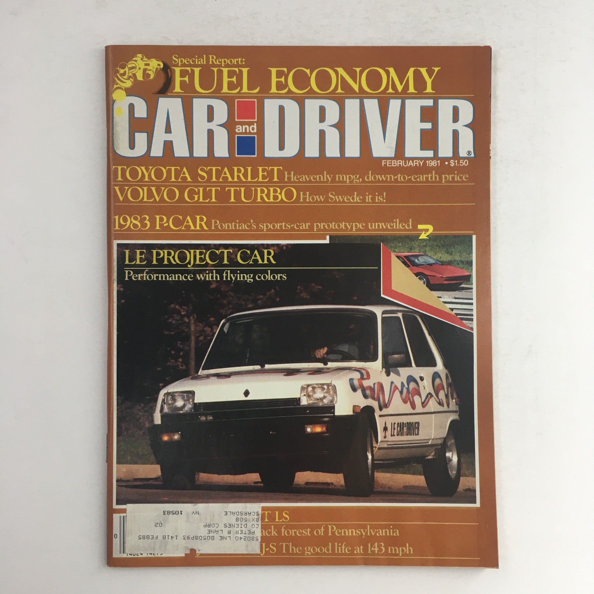 Car & Driver Magazine February 1981 LE Project Car & Toyota Starlet, VG