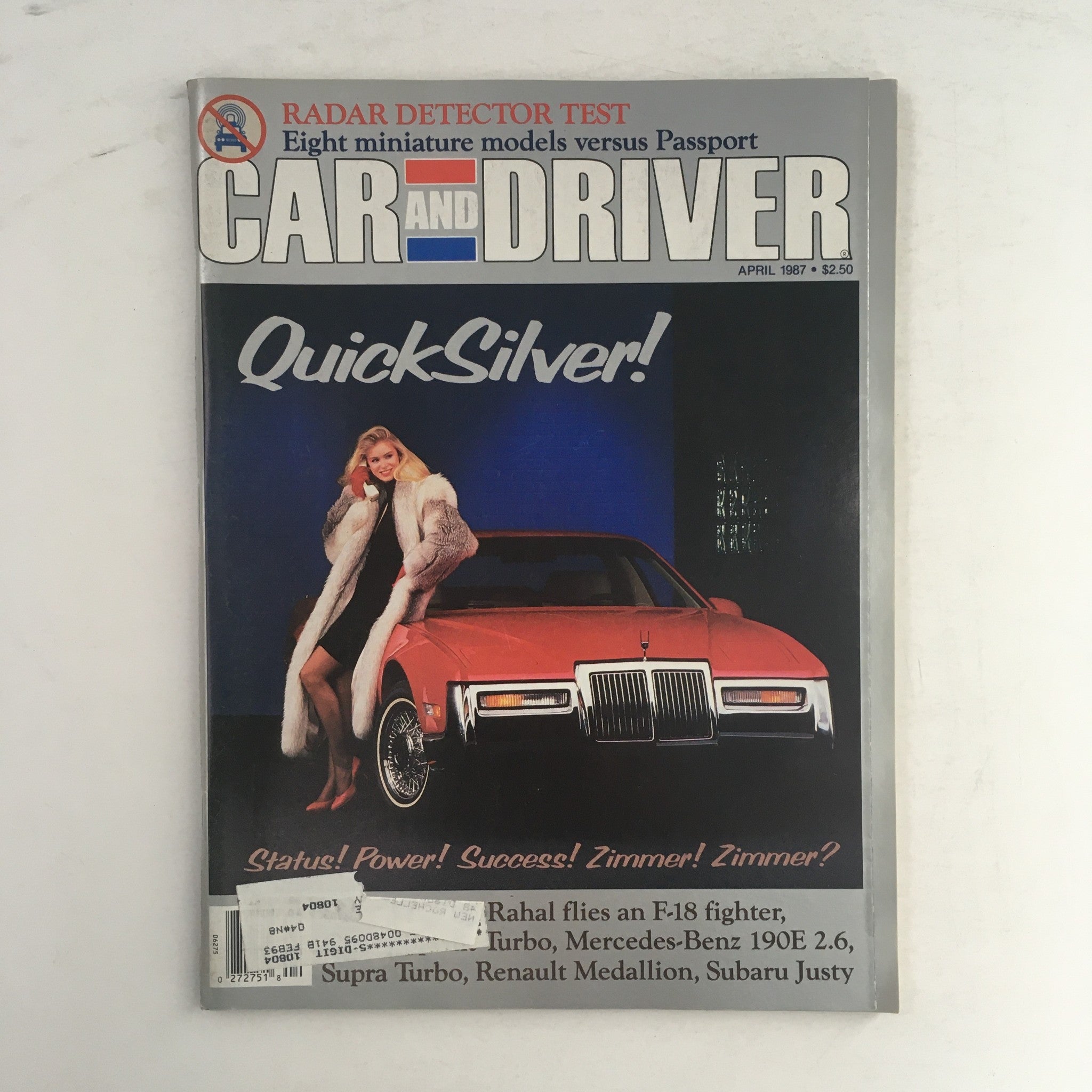 Car & Driver Magazine April 1987 QuickSilver & Mercedes-Benz 190E 2.6, VG