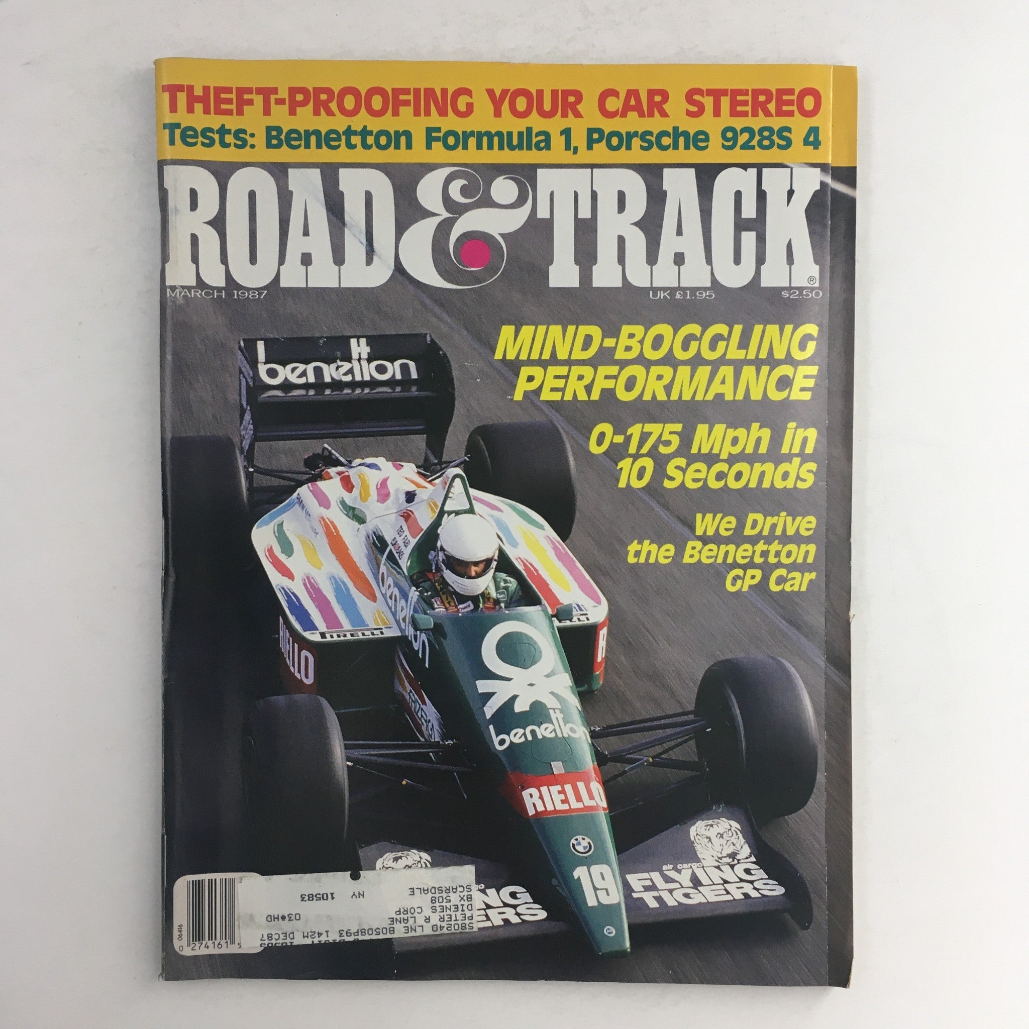 Road & Track Magazine March 1987 Benetton GP Car Mind-Boggling Performance, VG