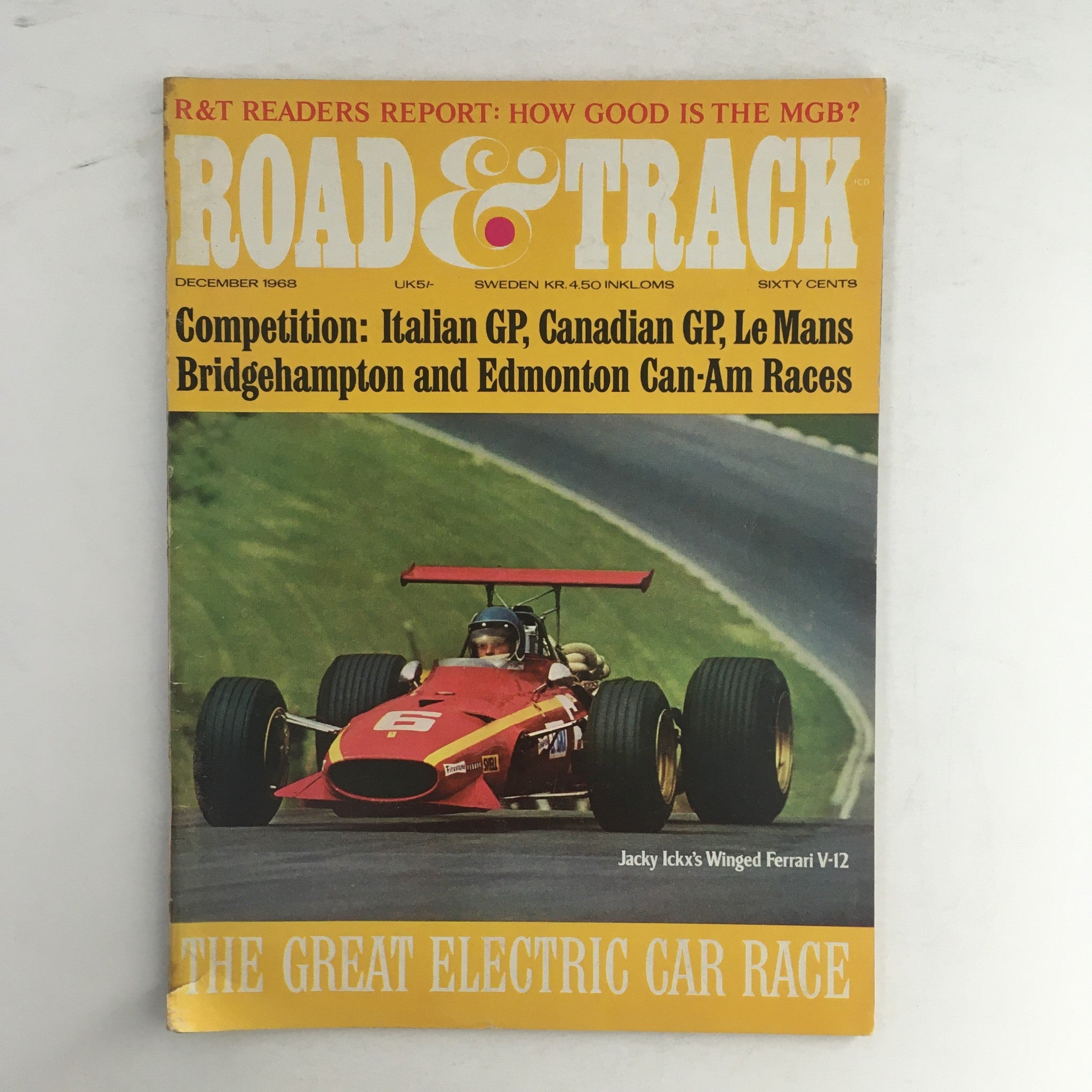 Road & Track Magazine December 1968 Jacky Ickx's Winged Ferrari V-12, No Label