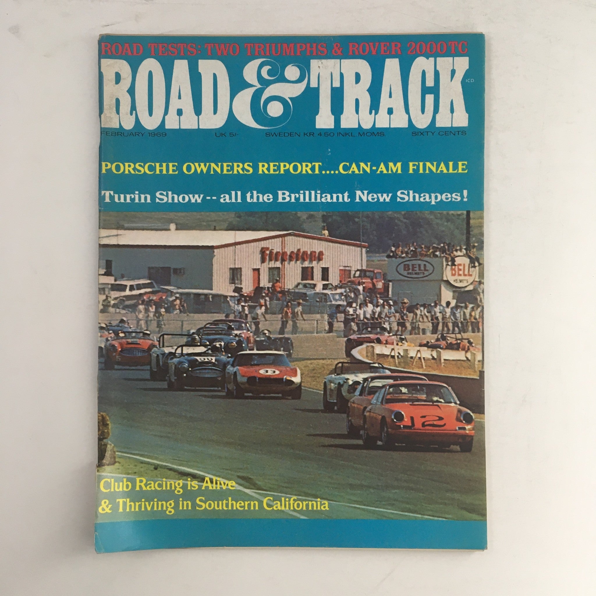 Road & Track Magazine February 1969 Porsche Owners Report Can-Am Finale No Label