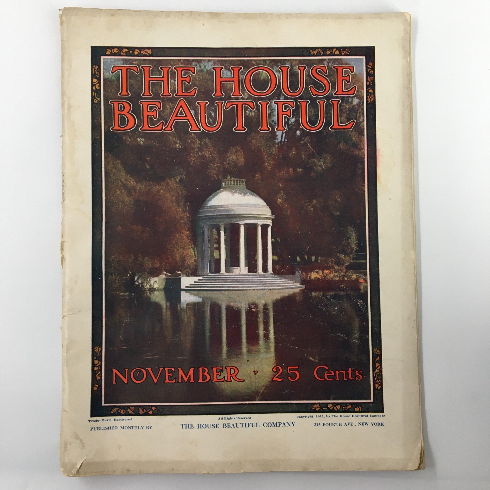 VTG The House Beautiful Magazine November 1911 Real-Estate Directory No Label