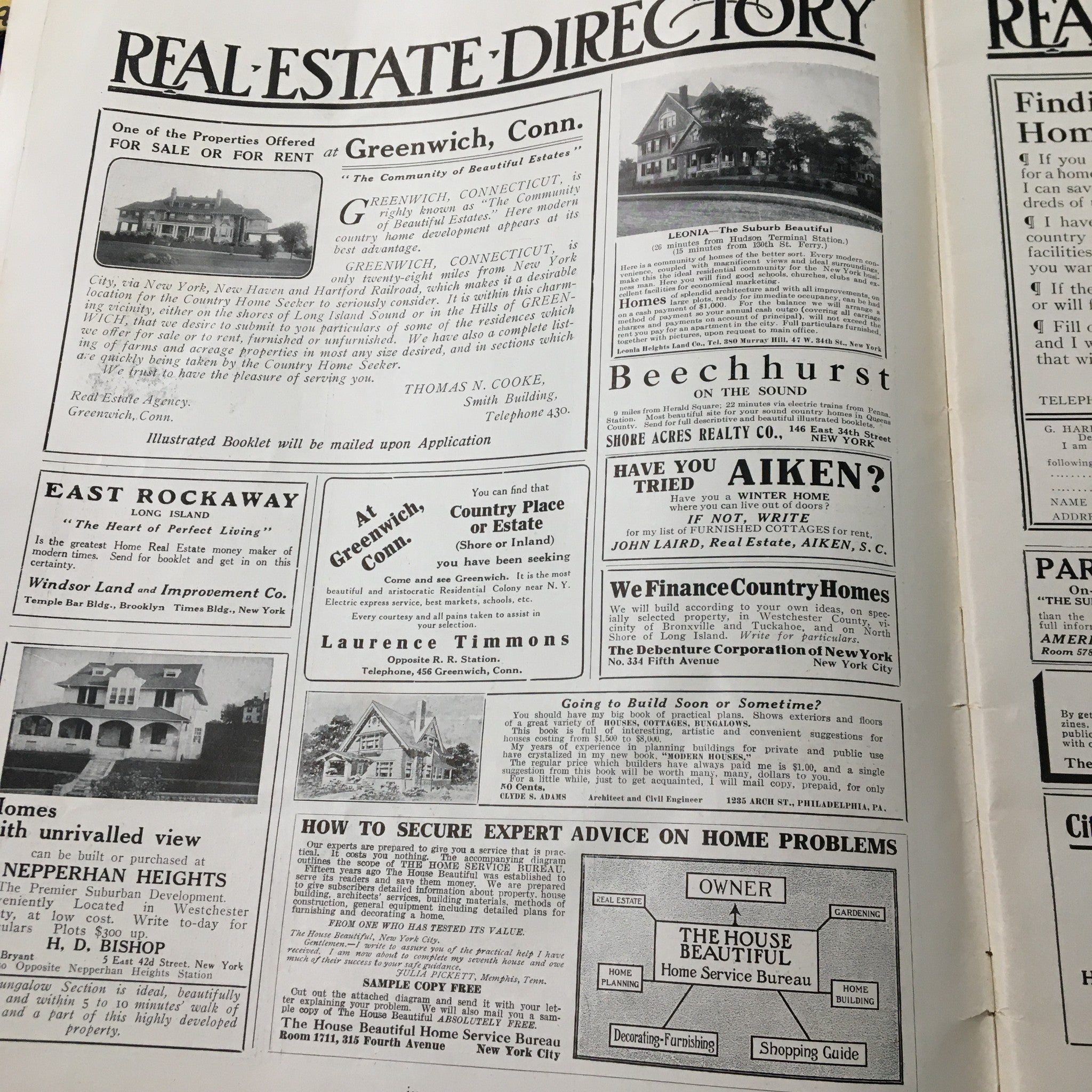 VTG The House Beautiful Magazine November 1911 Real-Estate Directory No Label