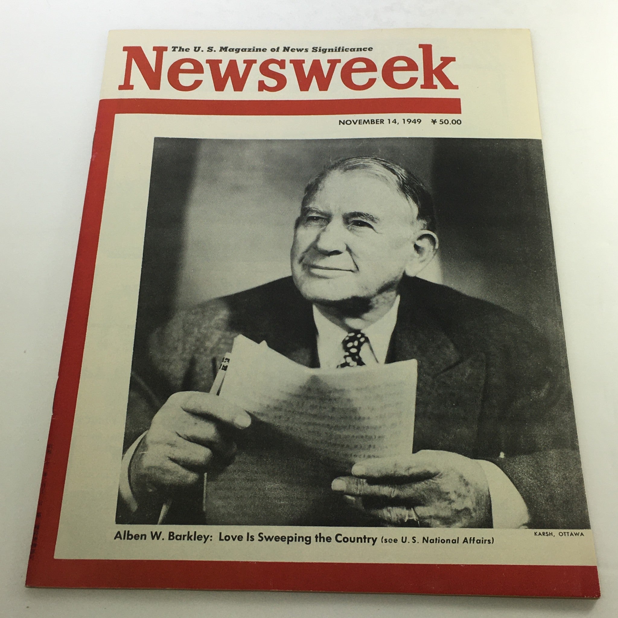 VTG Newsweek Magazine November 14 1949 - Alben W. Barkley No Label