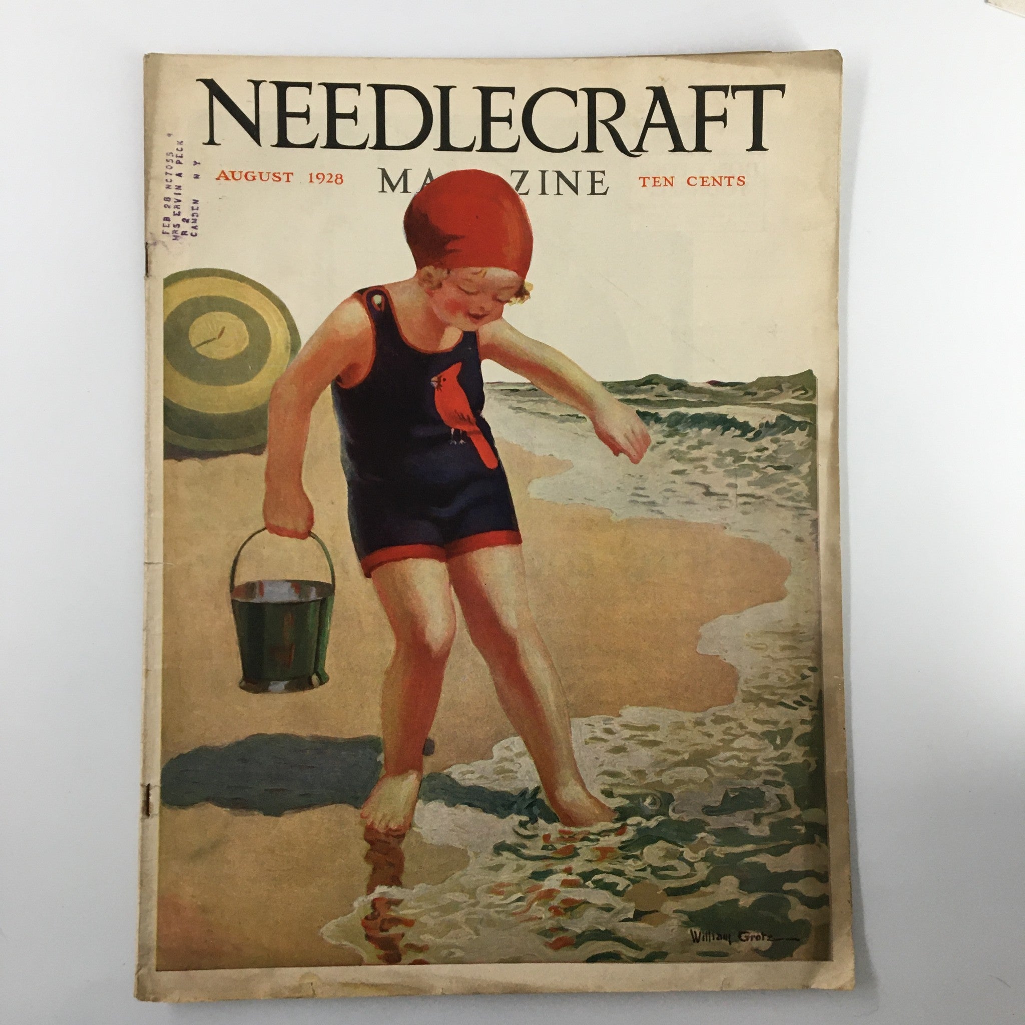 VTG Needlecraft Magazine August 1928 Vol. 19 No. 12 A Little Girl by the Shore