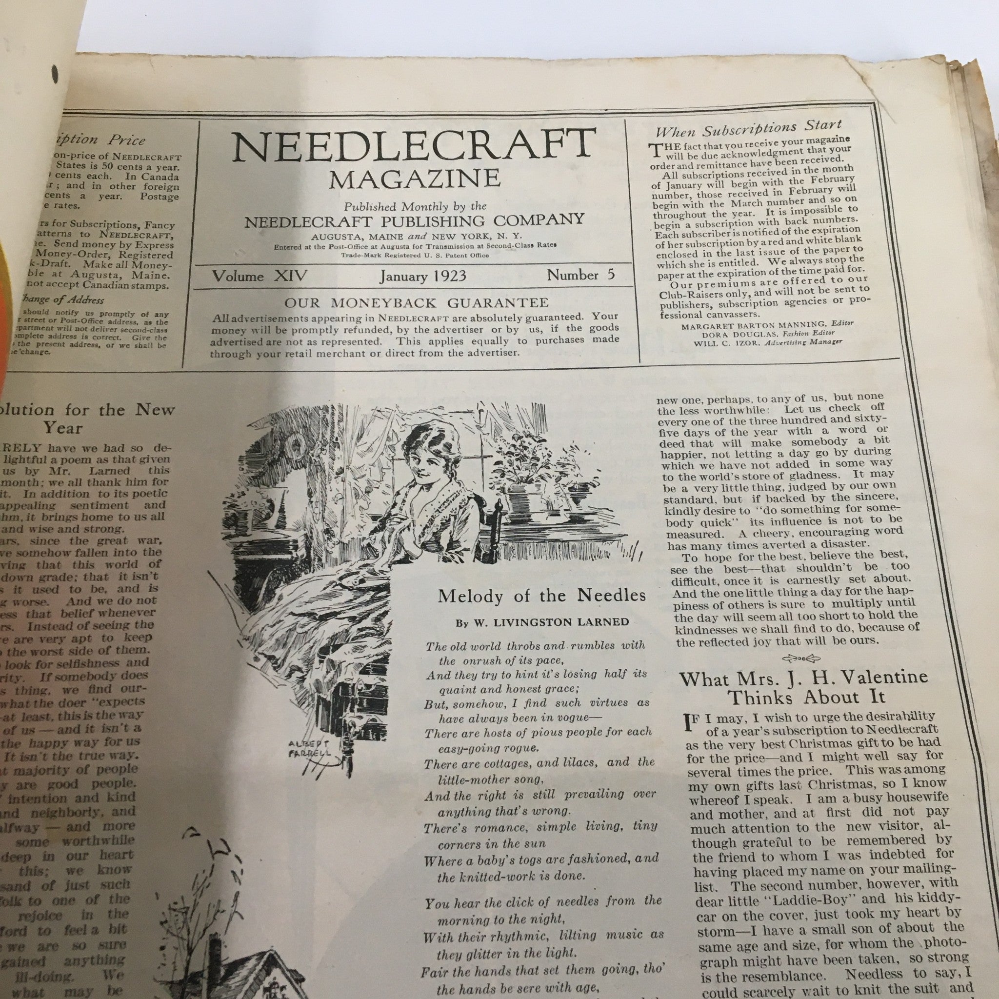 VTG Needlecraft Magazine January 1923 Melody of the Needles by W. Livingston