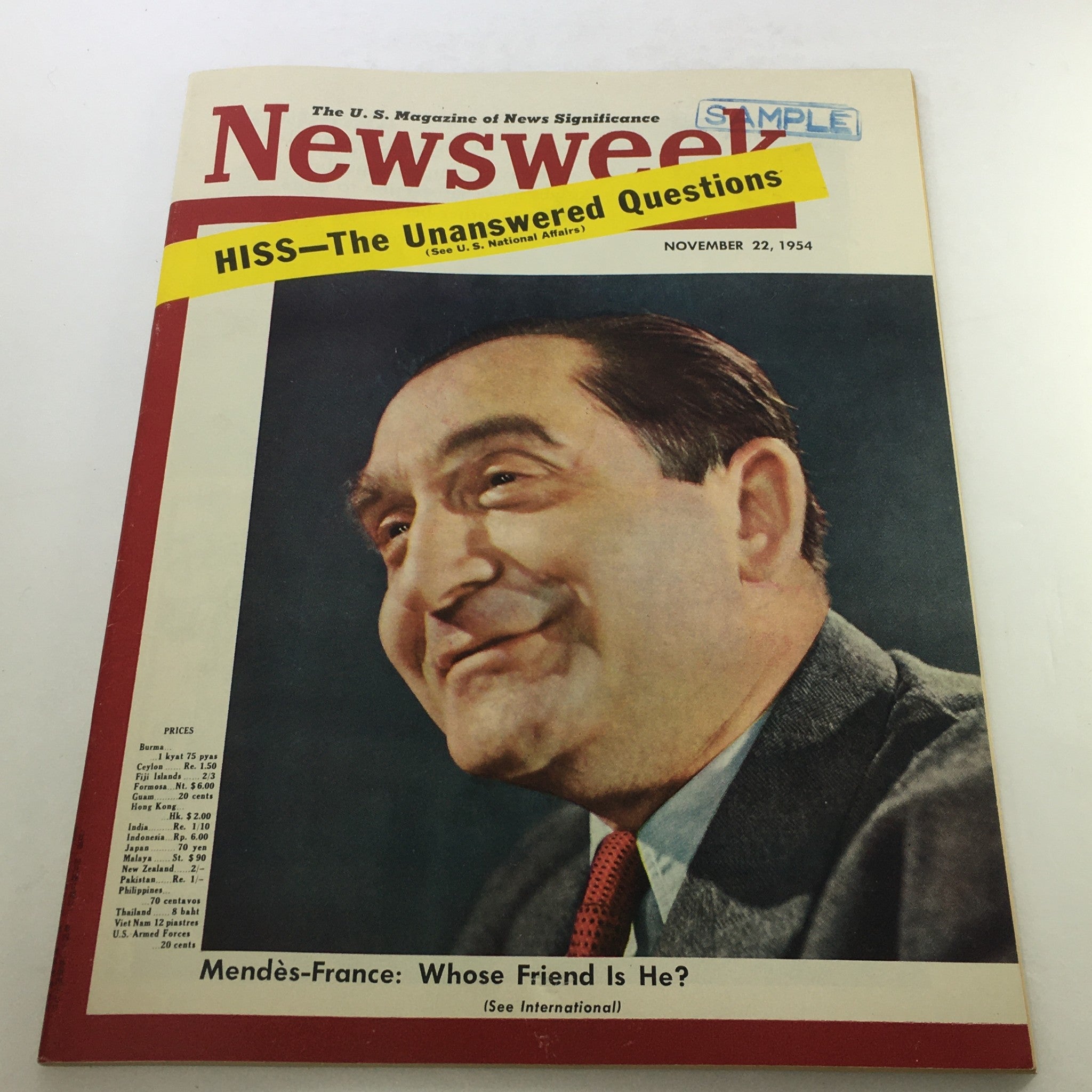 VTG Newsweek Magazine November 22 1954 - Pierre Mendès France No Label