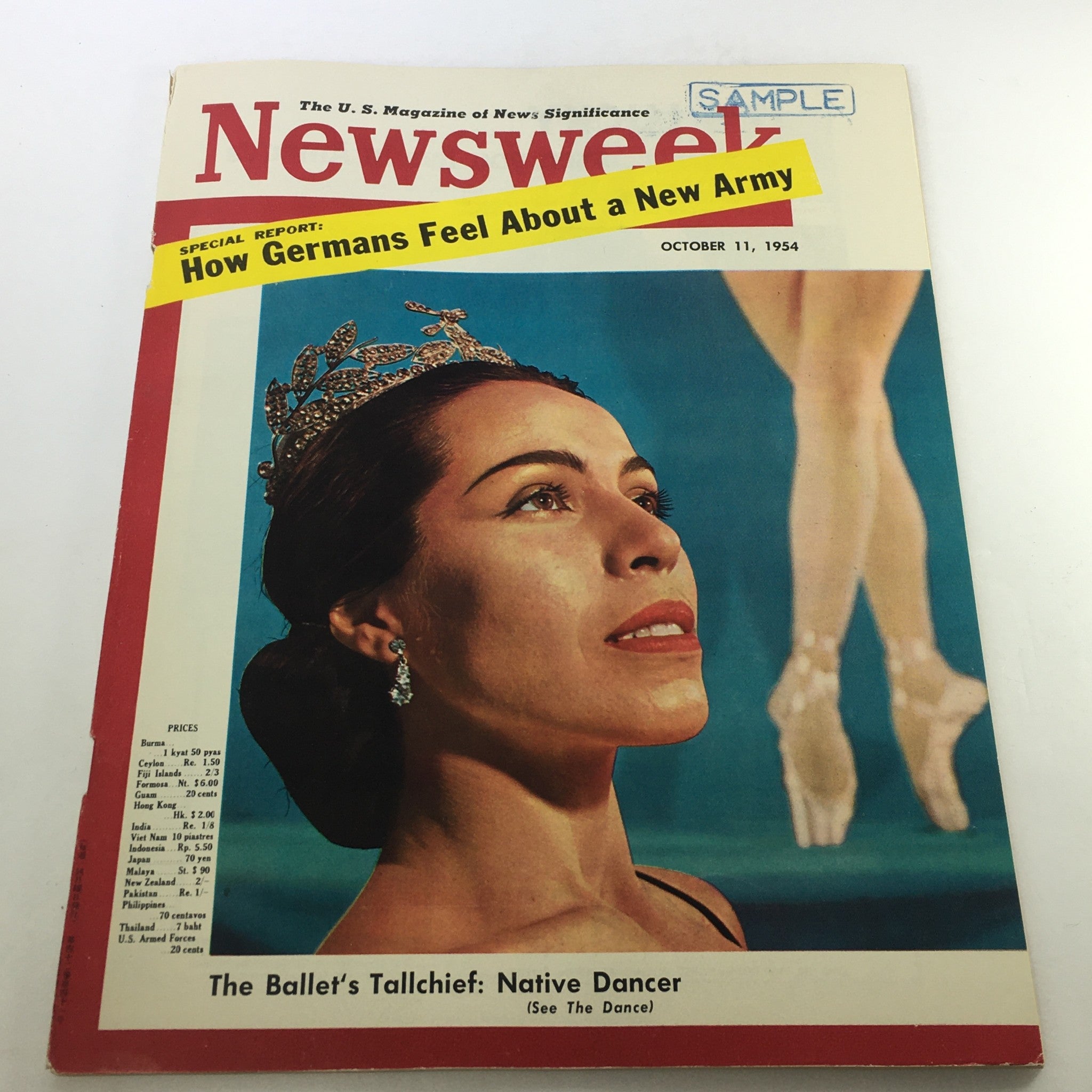 Cover of Newsweek Magazine, October 11, 1954, featuring Ballet's Tallchief, newsstand edition.