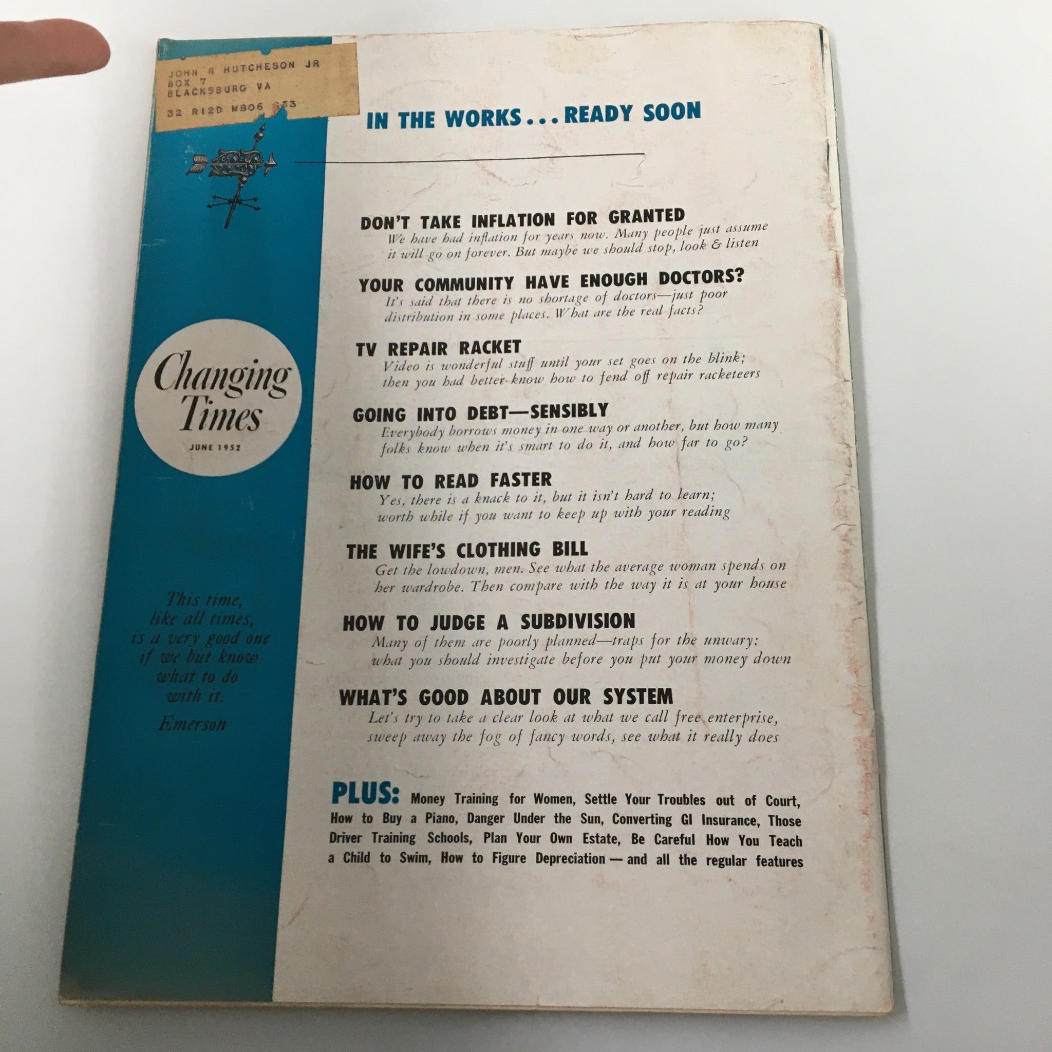 VTG Changing Times Magazine June 1952 How To Take A Cheap Vacation