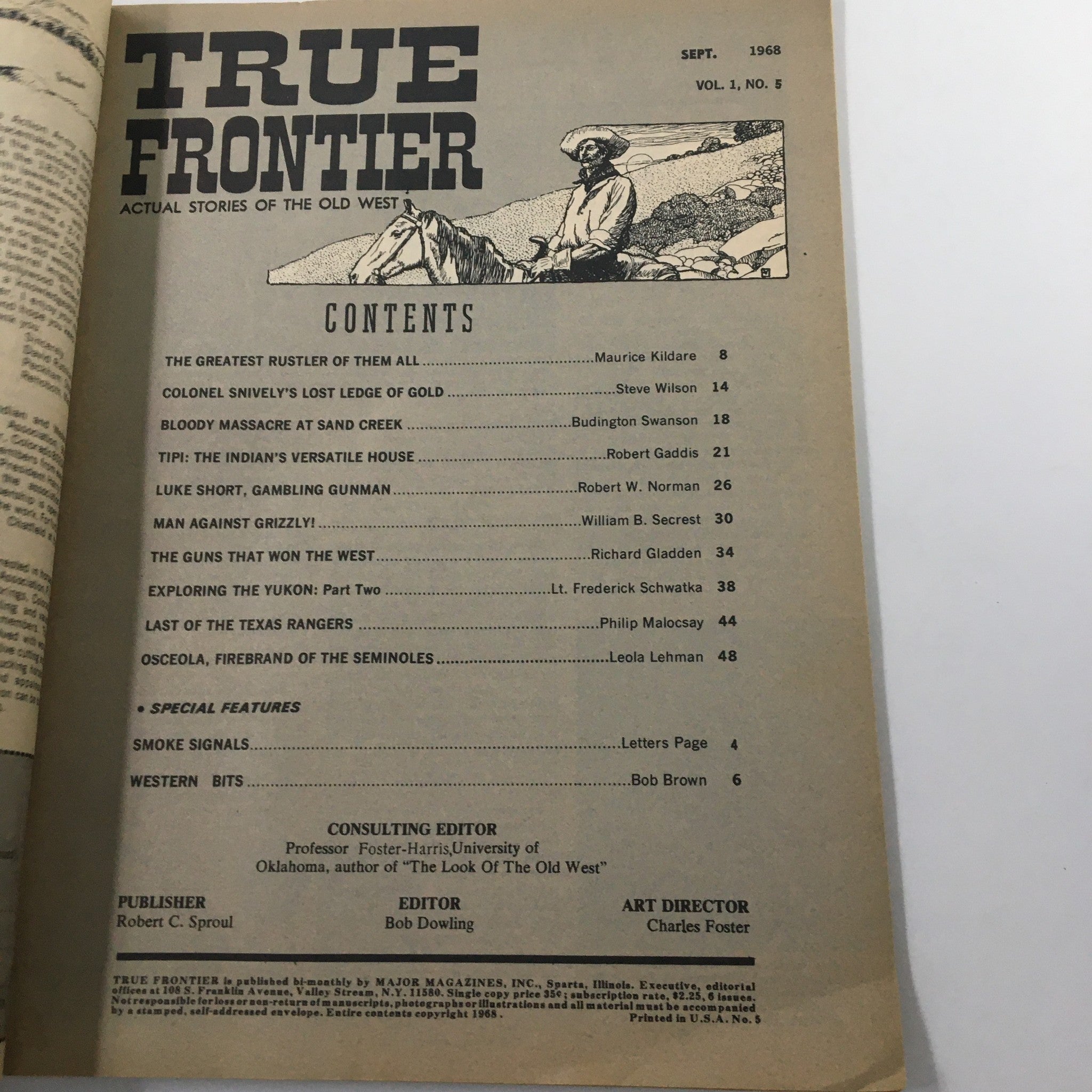 VTG True Frontier Magazine September 1968 The Guns That Won The West No Label