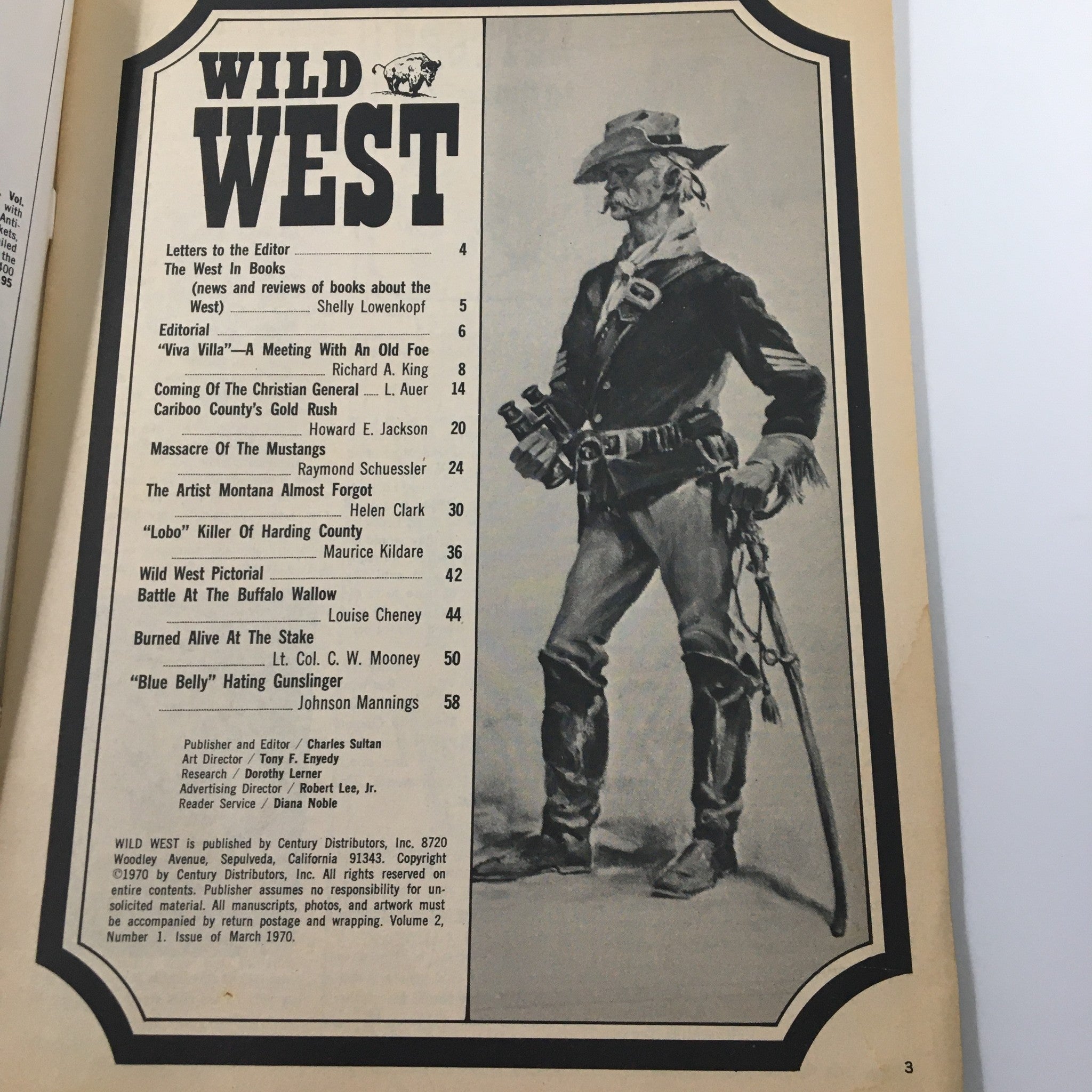 VTG Wild West Magazine March 1970 Vol 2 #1 Burned Alive at The Stake No Label