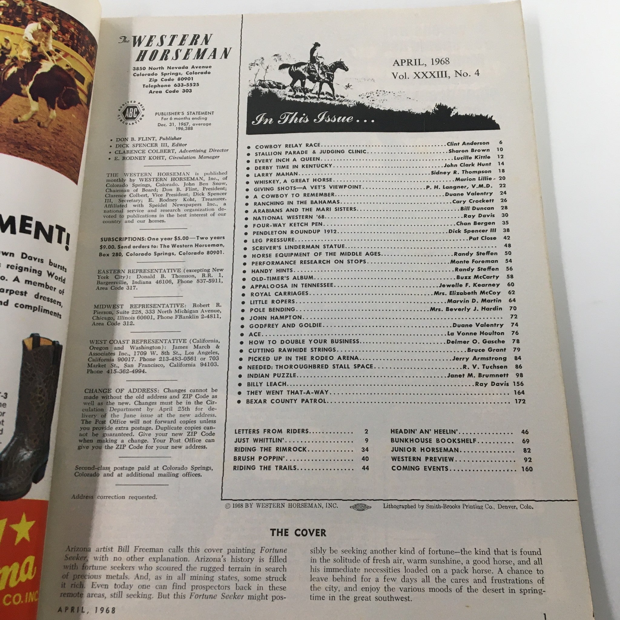 VTG Western Horseman Magazine April 1968 Derby Time in Kentucky No Label