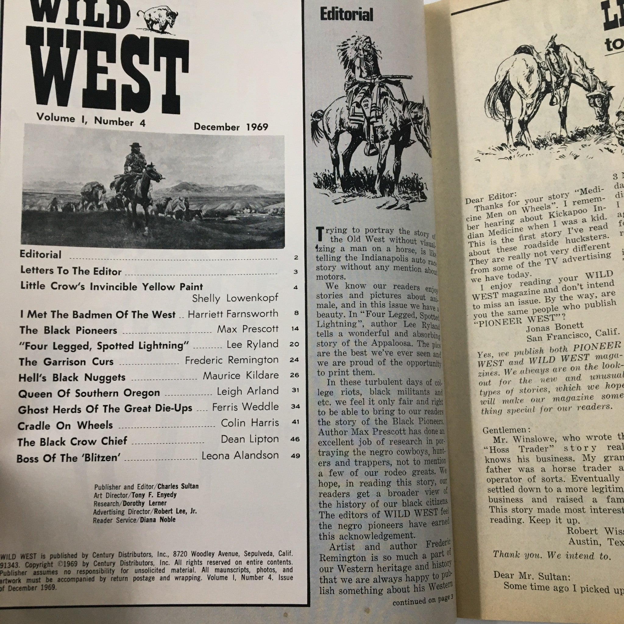 VTG Wild West Magazine December 1969 Four Legged Spotted Lightning No Label