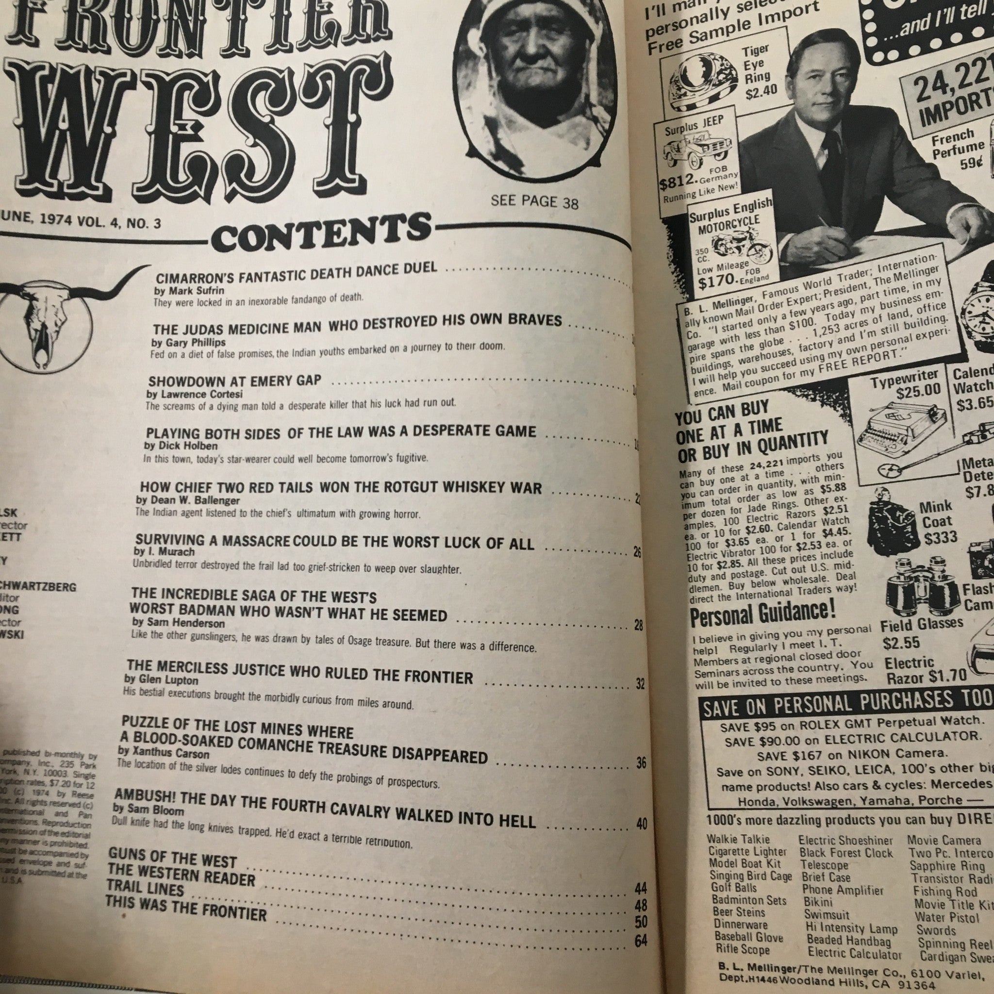 VTG Frontier West Magazine June 1974 Vol 4 #3 Showdown at Emery Gap No Label