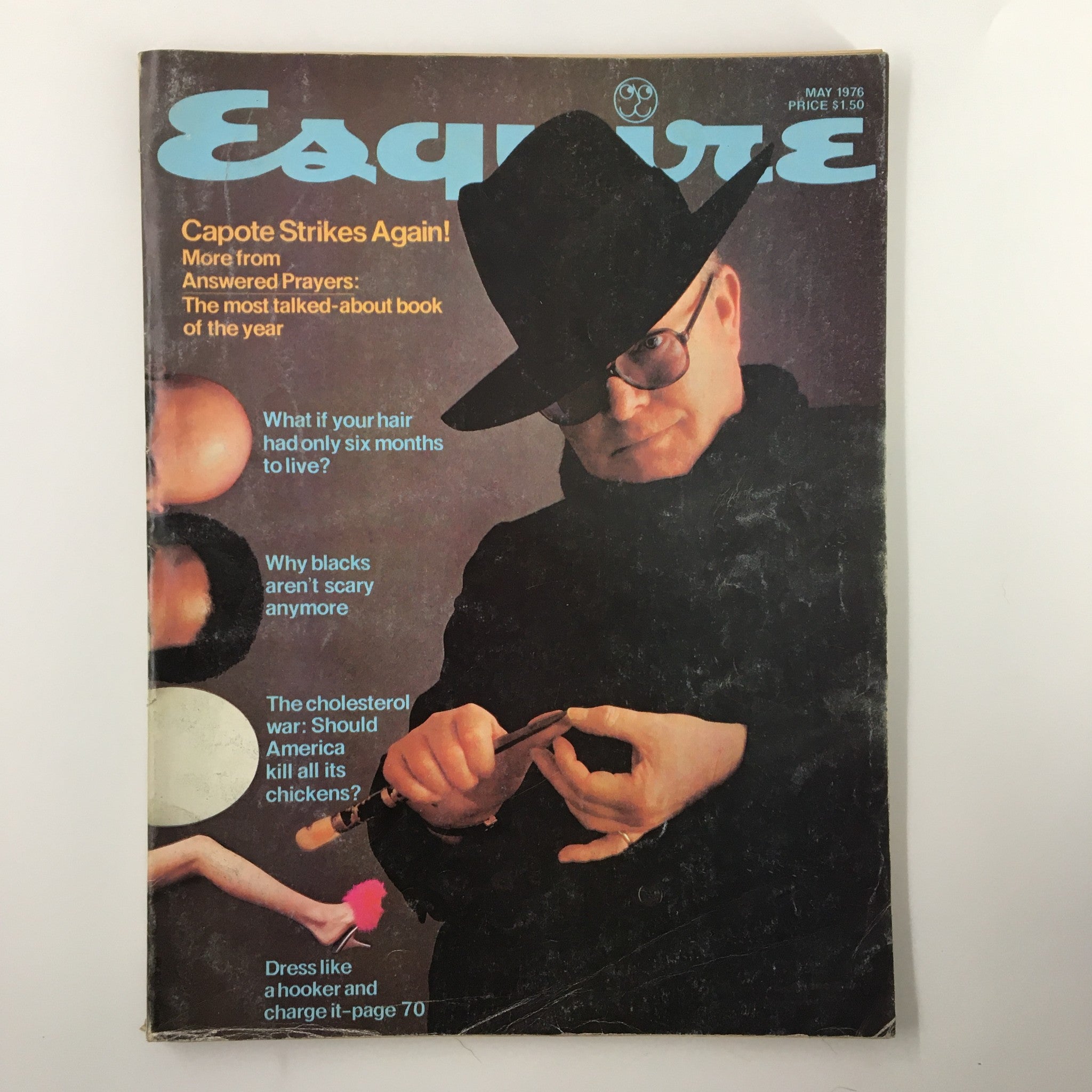 Cover of VTG Esquire Magazine May 1976 featuring the headline 'Capote Strikes Again!' and showcasing iconic 1970s design elements.