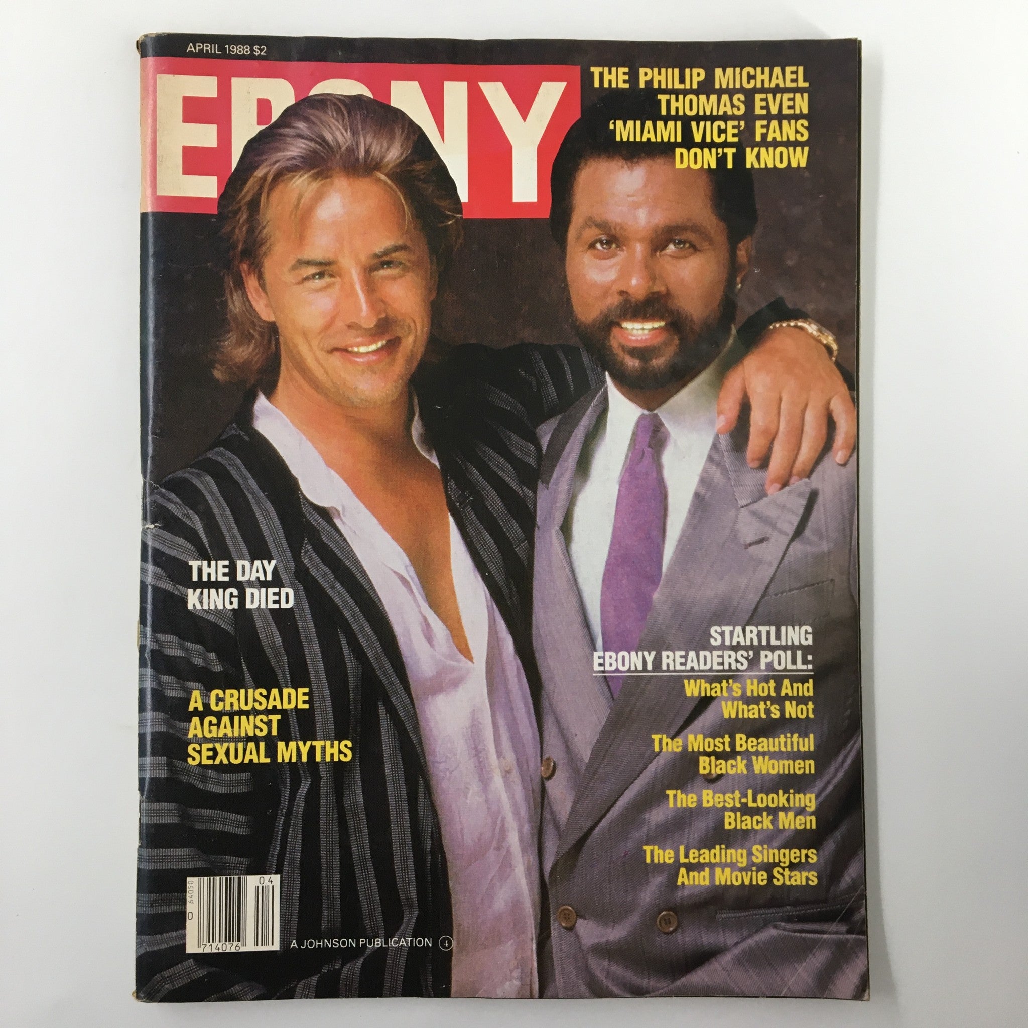 VTG Ebony Magazine April 1988 Philip Michael Thomas, Don Johnson No Label