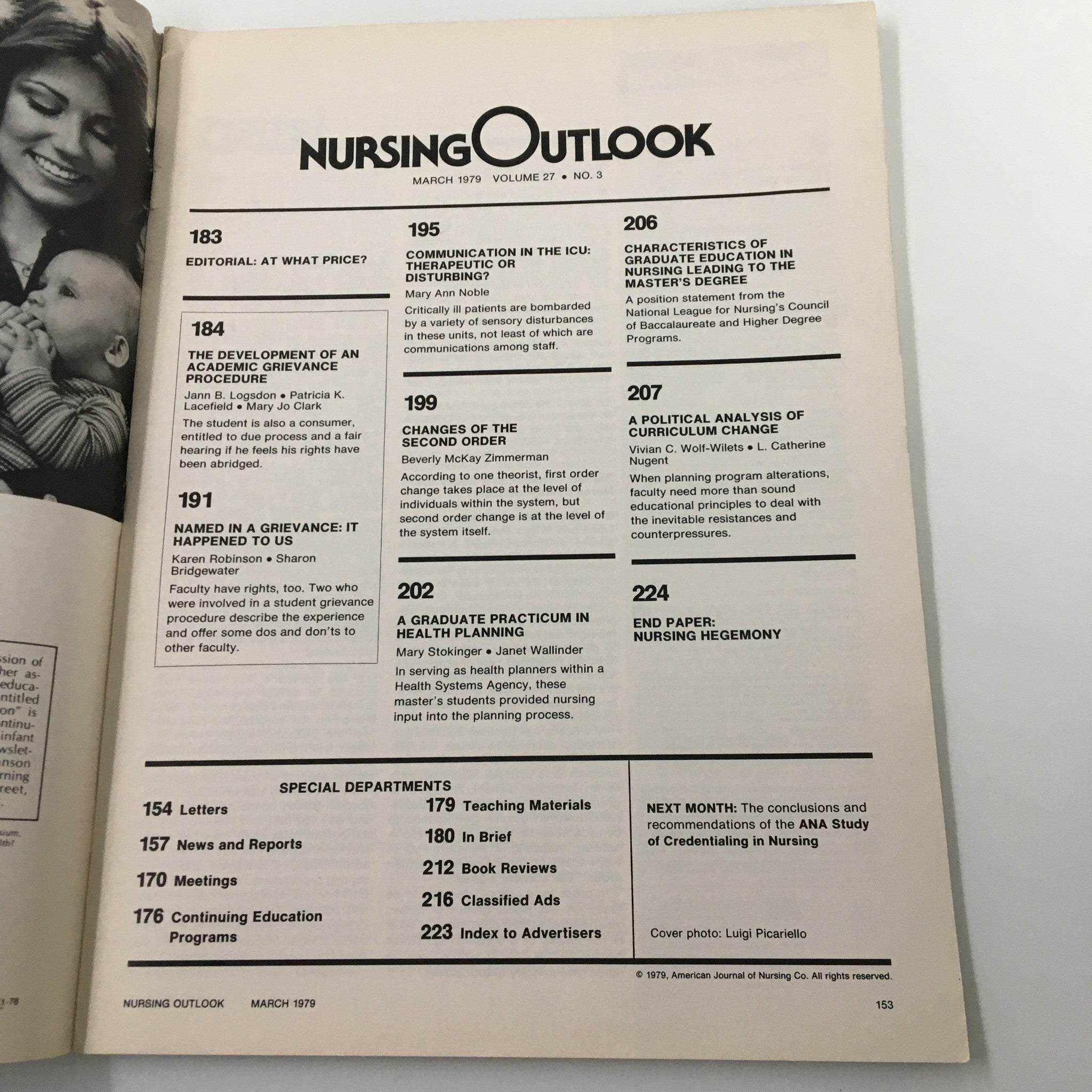 VTG Nursing Outlook Magazine March 1979 A Graduate Practicum in Health Planning