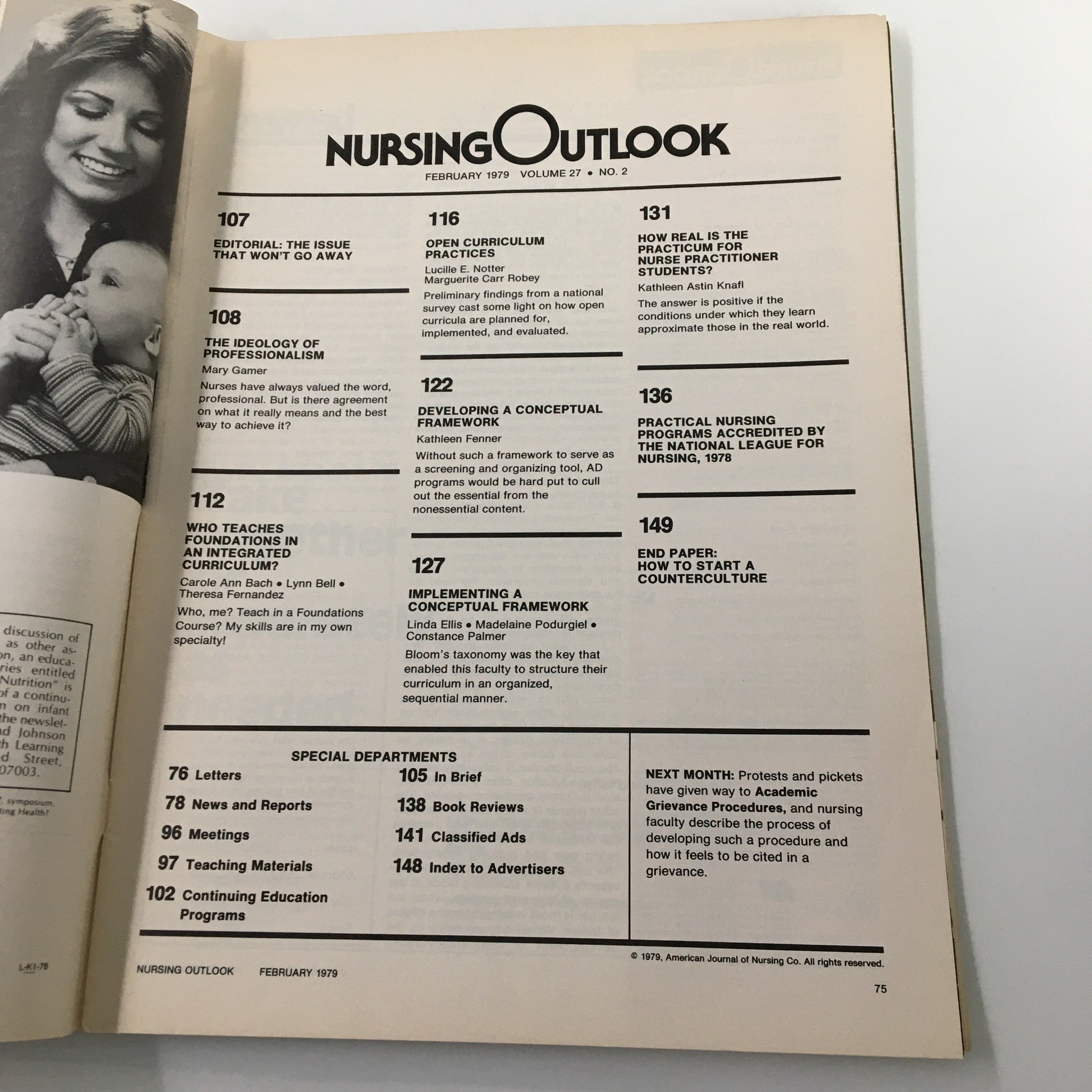 VTG Nursing Outlook Magazine February 1979 Implementing A Conceptual Framework