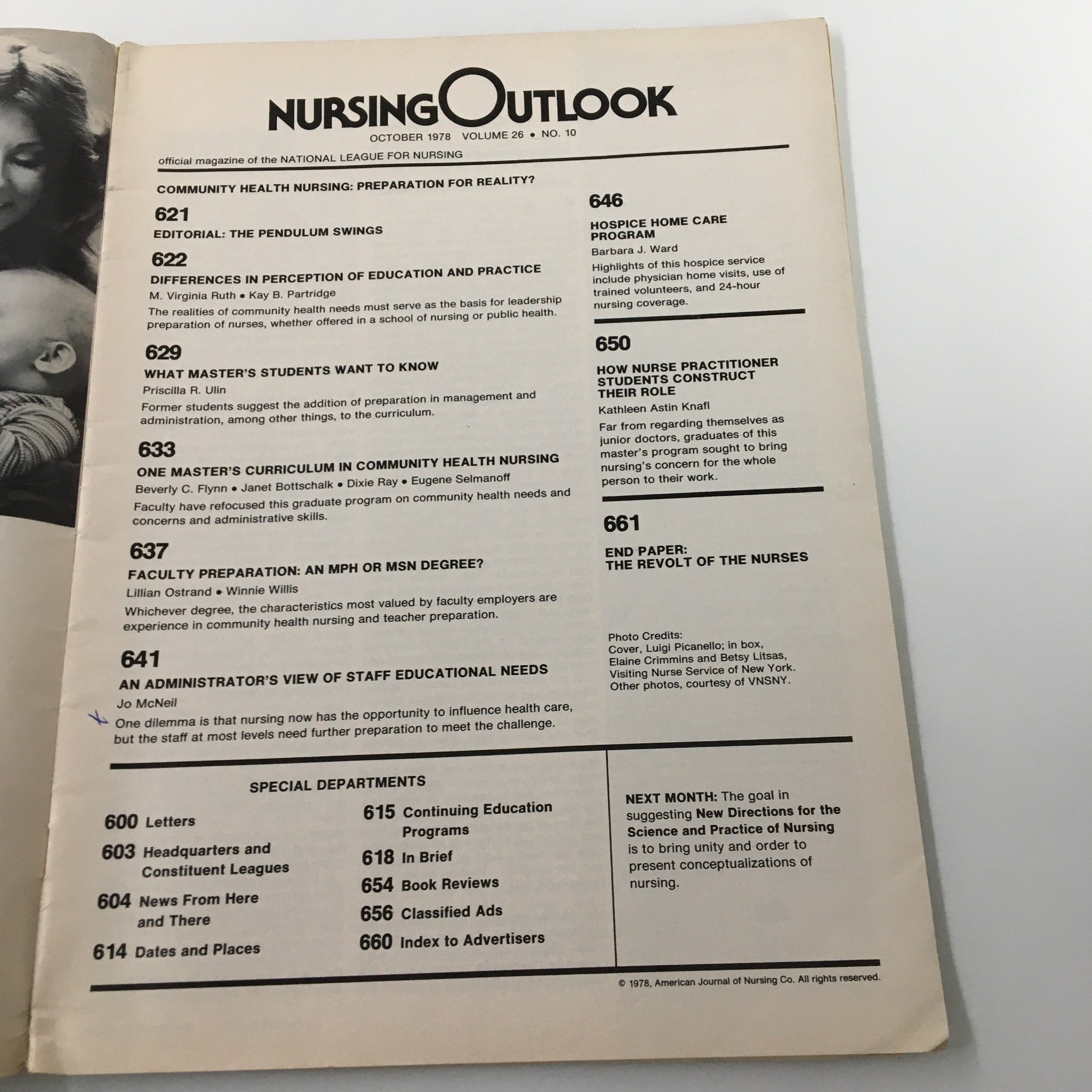 VTG Nursing Outlook Magazine October 1978 The Revolf of The Nurses