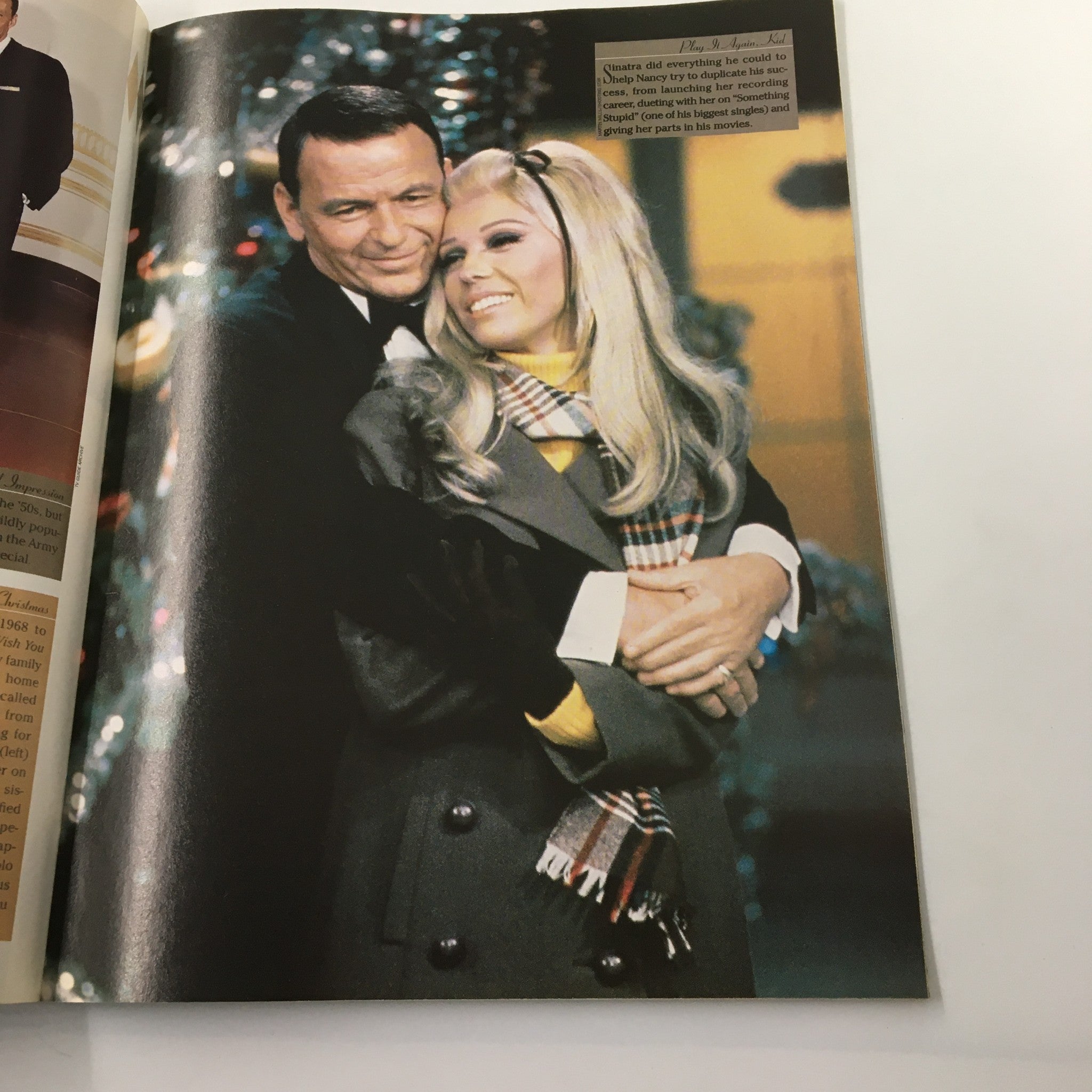TV Guide Magazine 1998 Frank Sinatra His Life in Words and Pictures No Label VG. A nostalgic image featuring Frank Sinatra embracing a female co-star, both dressed elegantly, highlighting a memorable moment from his entertainment journey.