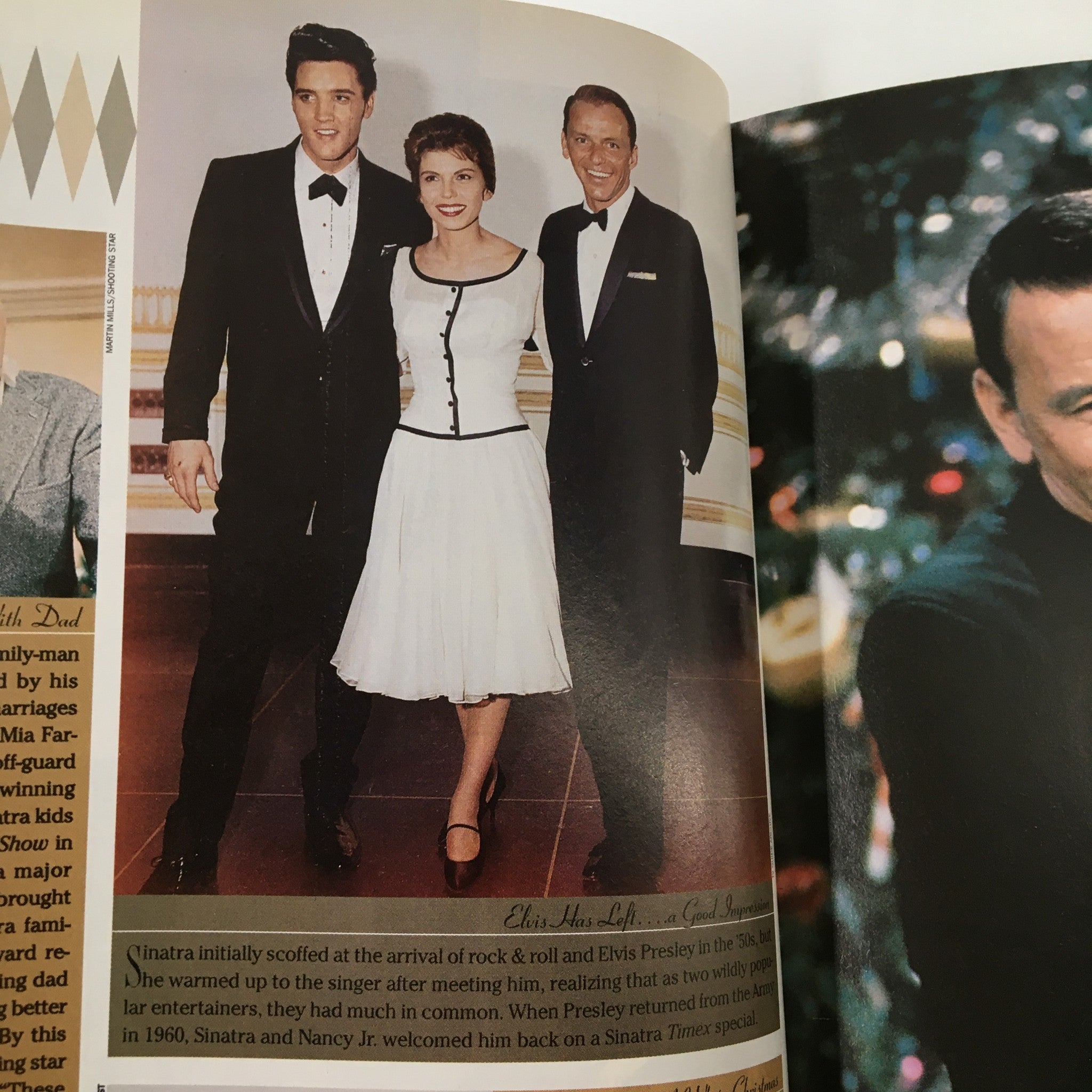 TV Guide Magazine 1998 Frank Sinatra His Life in Words and Pictures No Label VG. Photograph of Frank Sinatra posing with Elvis Presley and a female celebrity at a formal event, capturing a moment of camaraderie among music legends.