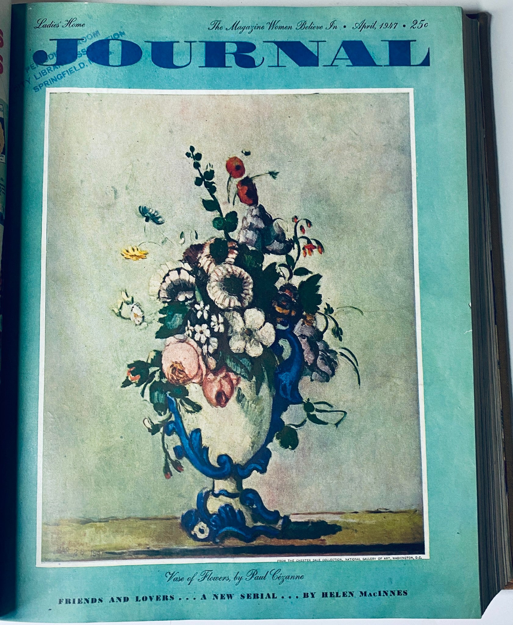 Cover of Ladies' Home Journal, April 1947 edition, featuring a floral still life painting by Paul Cézanne.