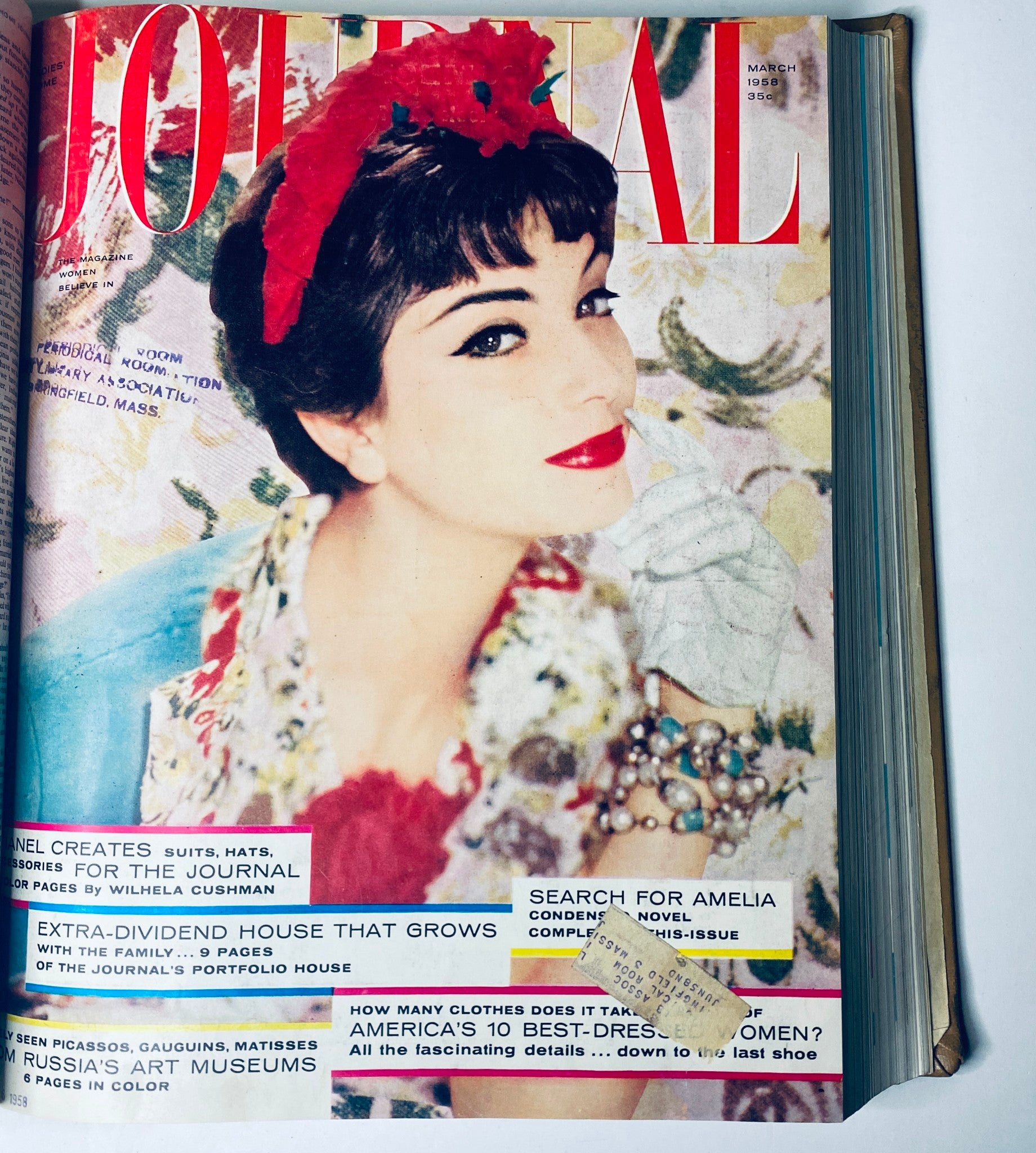 Cover of the Ladies' Home Journal magazine for March 1958, showcasing a stylish woman with a dramatic hairstyle and makeup. The design highlights fashion and lifestyle topics relevant to the era.