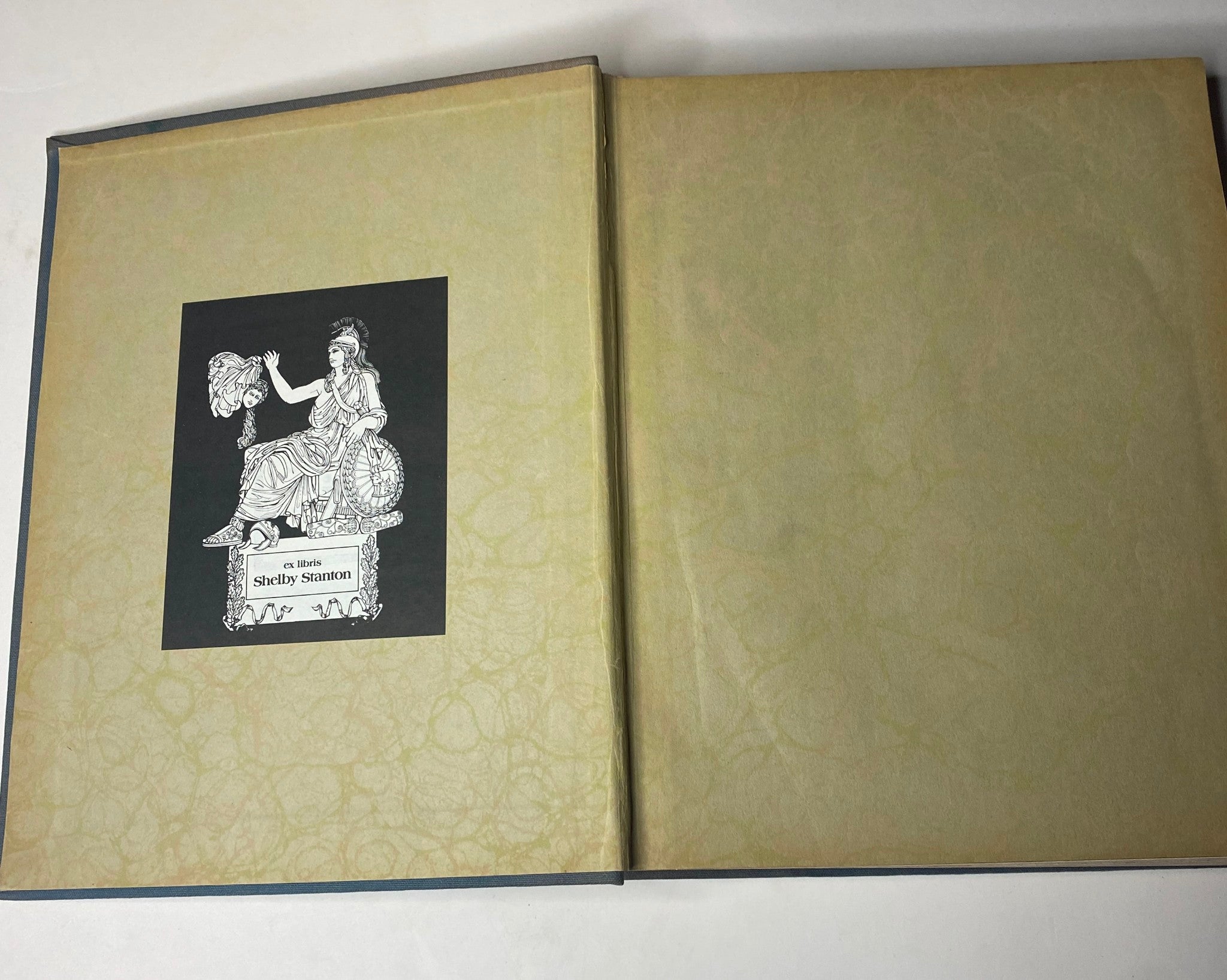 Inside view of the Ladies' Home Journal Bound Magazine 1936, showcasing a personalized ex libris label belonging to Shelby Stanton.